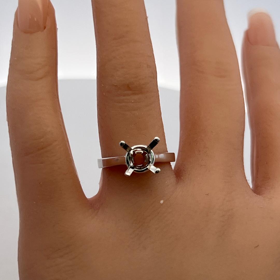 Vintage 14K White Gold Semi Mount Ring Size 7.25 Fits 10.1mm 3.80ct+