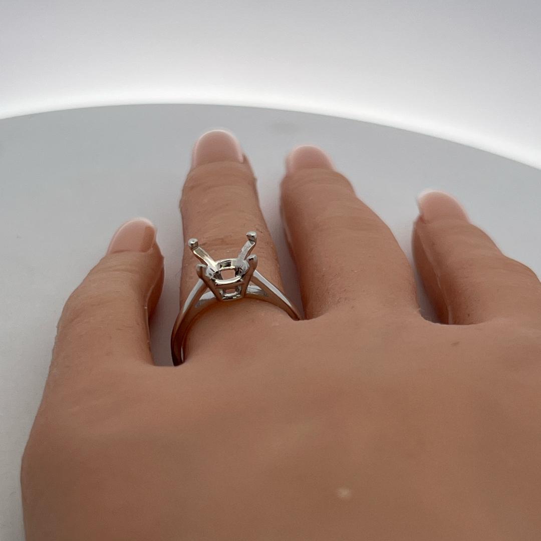 Vintage 14K White Gold Semi Mount Ring Size 7.25 Fits 10.1mm 3.80ct+