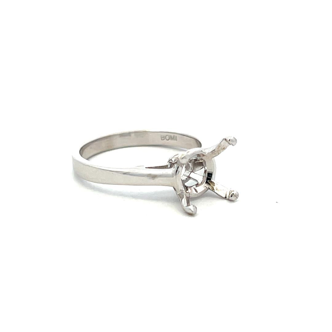 Vintage 14K White Gold Semi Mount Ring Size 7.25 Fits 10.1mm 3.80ct+