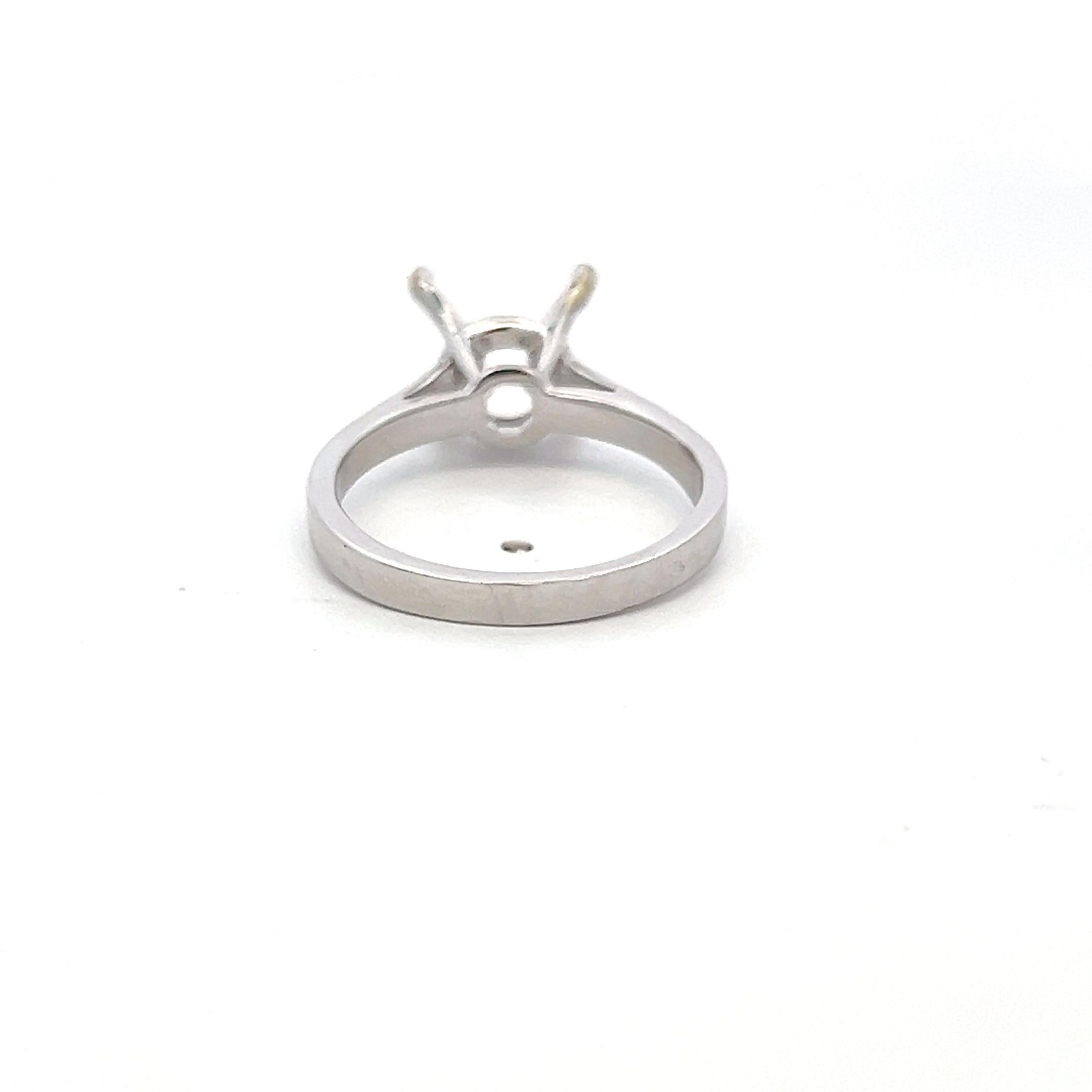 Vintage 14K White Gold Semi Mount Ring Size 7.25 Fits 10.1mm 3.80ct+