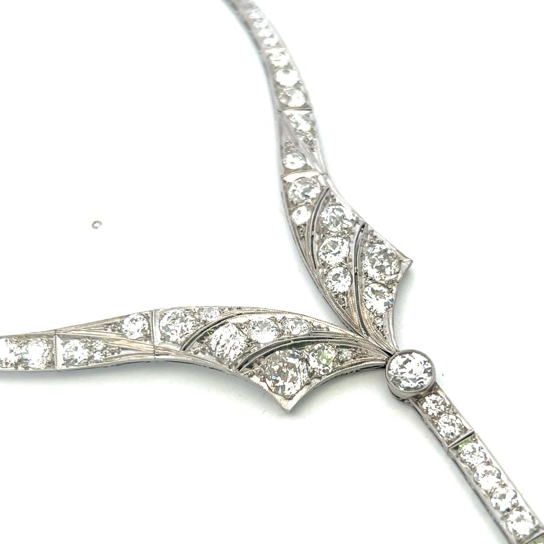 Vintage Platinum Drop Necklace with 20 Carat Old European Cut Diamonds 37.24g