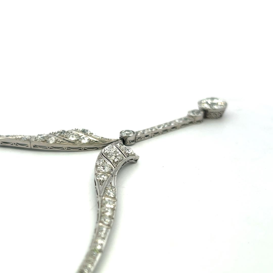 Vintage Platinum Drop Necklace with 20 Carat Old European Cut Diamonds 37.24g
