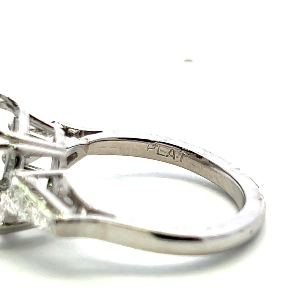 Platinum Semi Mount Ring 0.66ct Baguette Diamond F/G VS1 GIA Fits 11.6x7.9mm