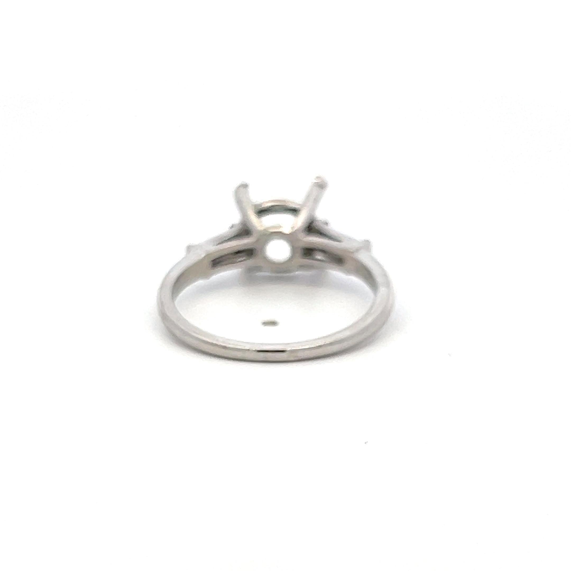 Vintage Platinum Semi Mount Ring with 0.2ct Baguette Diamonds Fits 9mm 2.30ct+