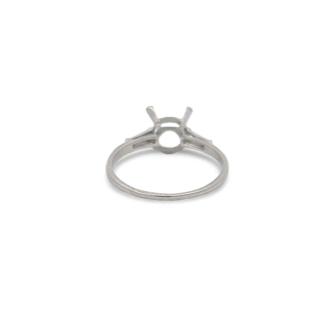 Platinum Semi Mount Ring with 0.2ct Tapered Baguette Diamonds Fits 8.4mm 2.00ct+