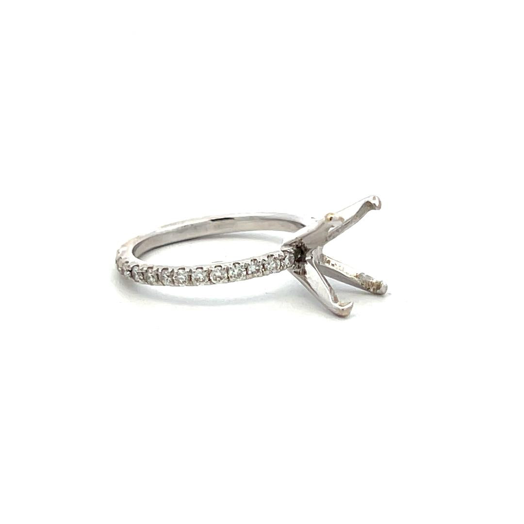 Platinum Semi Mount Ring with 0.26ct Round H SI Diamonds Fits 7.4x5.7 mm 1.00ct+