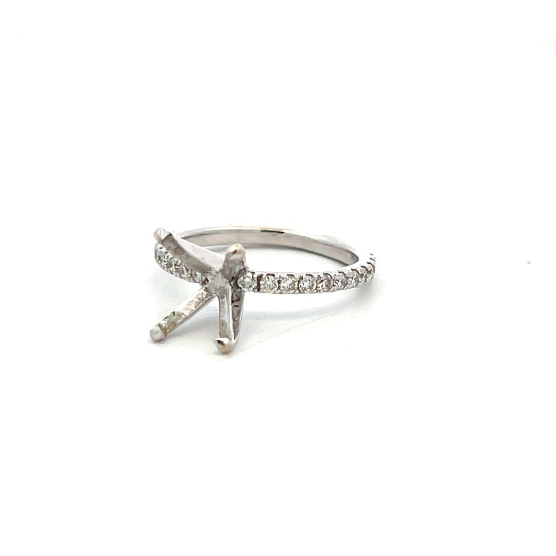 Platinum Semi Mount Ring with 0.26ct Round H SI Diamonds Fits 7.4x5.7 mm 1.00ct+