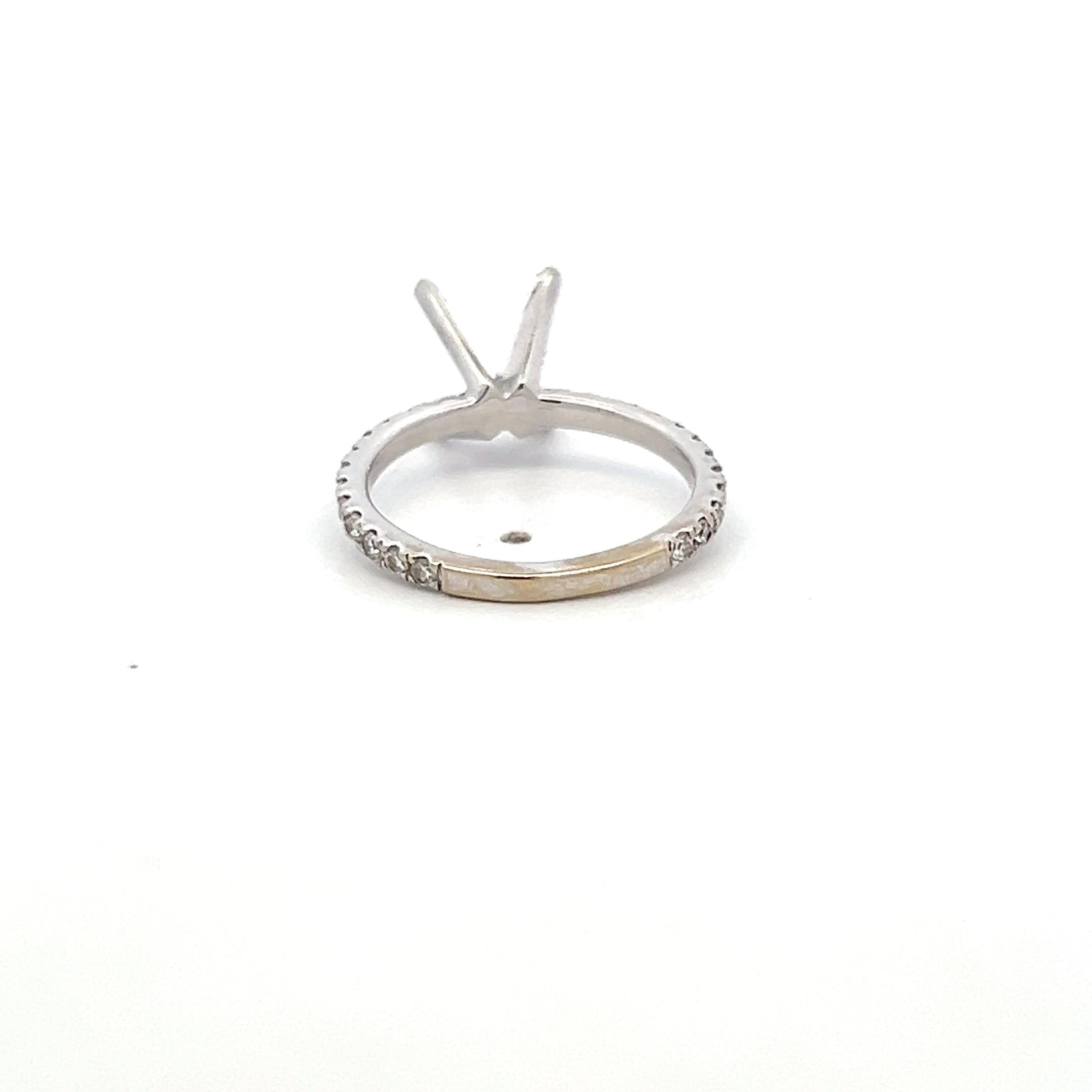 Platinum Semi Mount Ring with 0.26ct Round H SI Diamonds Fits 7.4x5.7 mm 1.00ct+