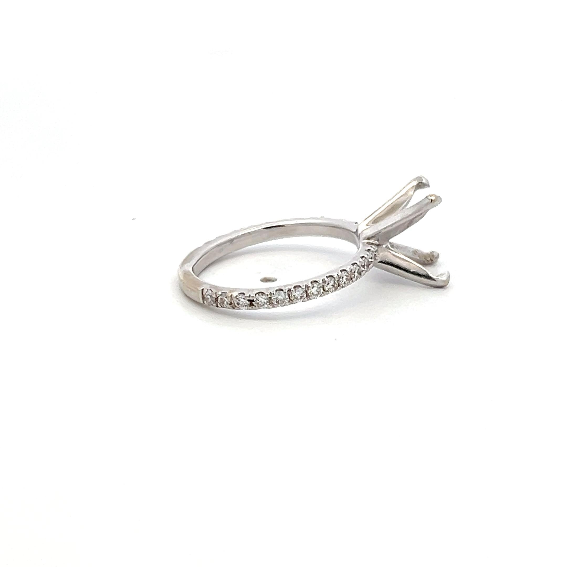 Platinum Semi Mount Ring with 0.26ct Round H SI Diamonds Fits 7.4x5.7 mm 1.00ct+