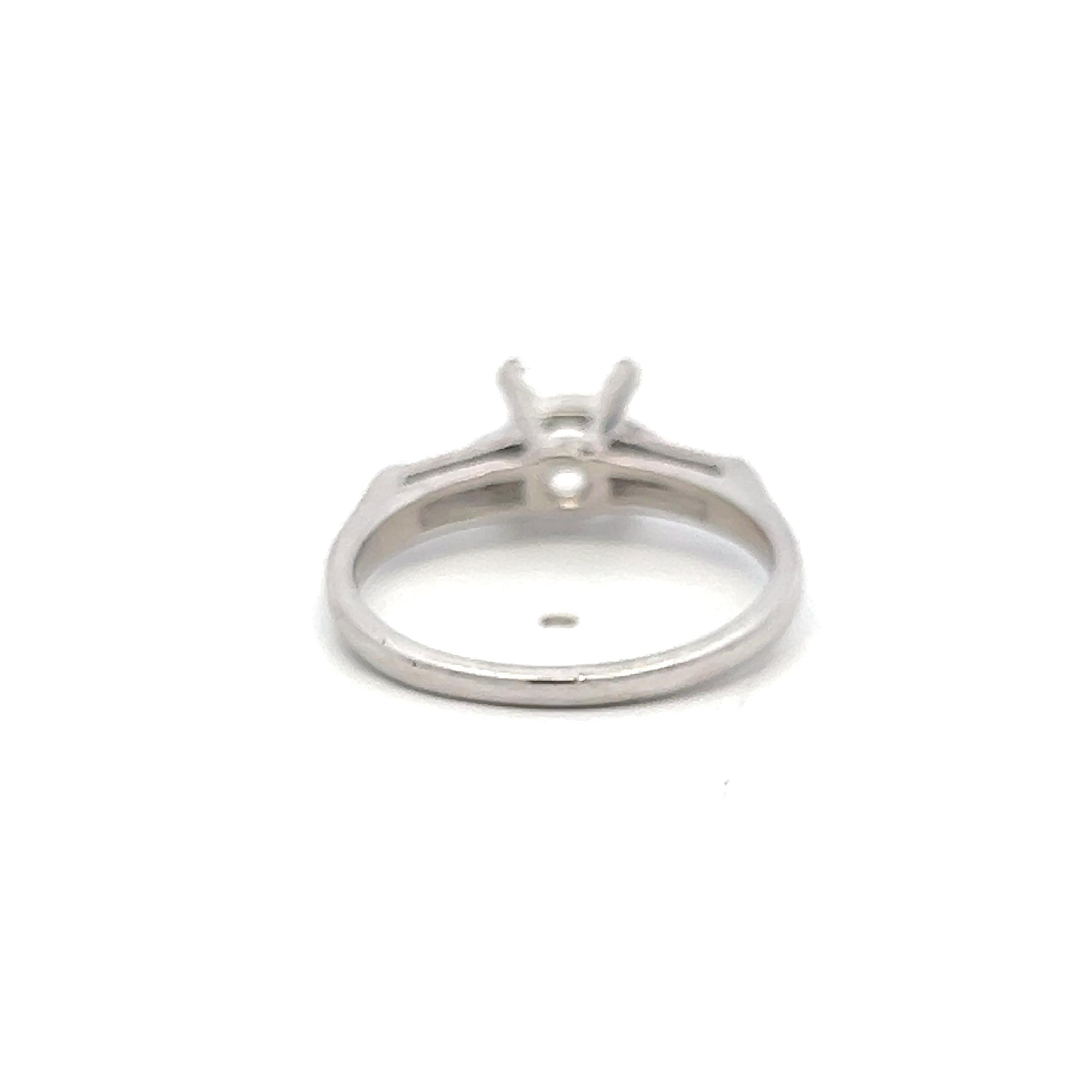 Platinum Semi Mount Ring with 0.14ct Tapered Baguette Diamonds Size 6