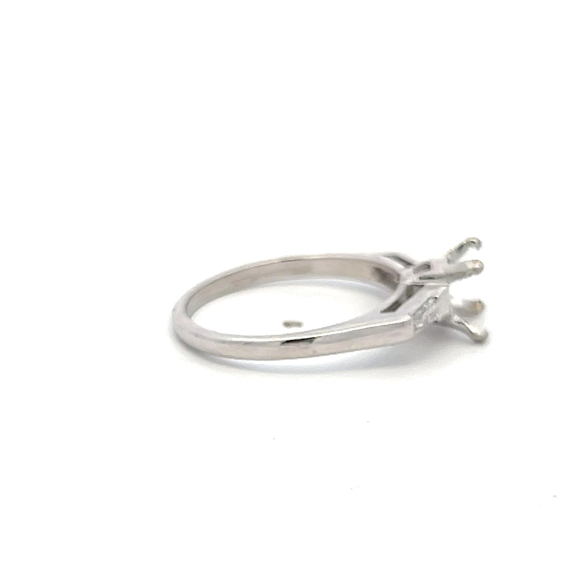 Platinum Semi Mount Ring with 0.14ct Tapered Baguette Diamonds Size 6