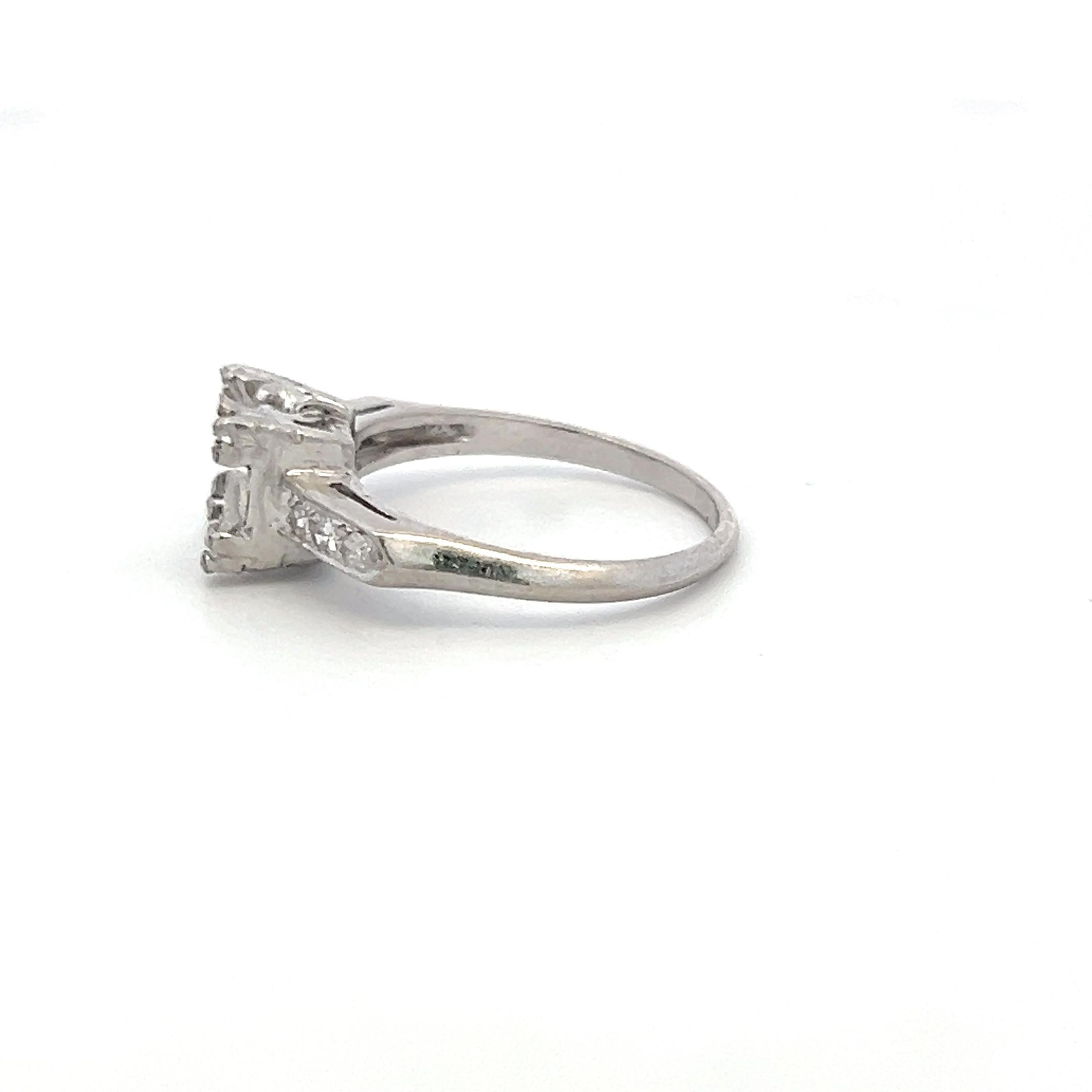 Platinum Semi Mount Ring with 0.12ct Old European Diamonds Fits 7.9mm 1.75Ct+