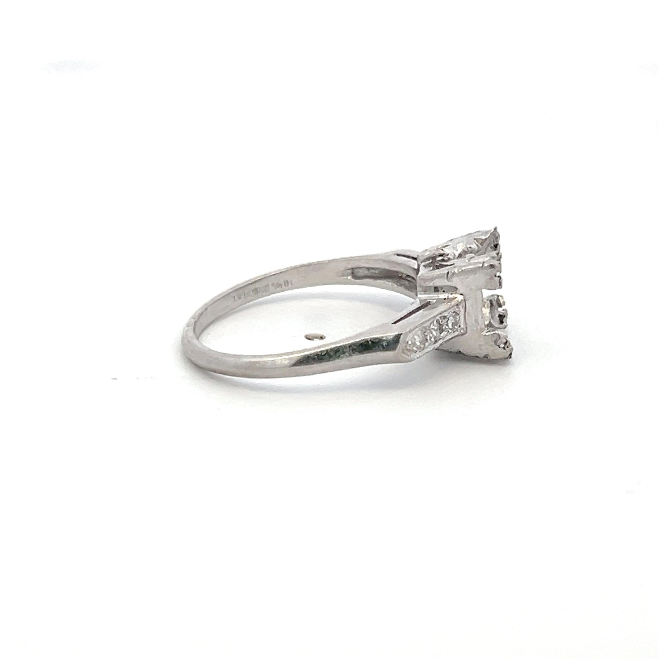 Platinum Semi Mount Ring with 0.12ct Old European Diamonds Fits 7.9mm 1.75Ct+