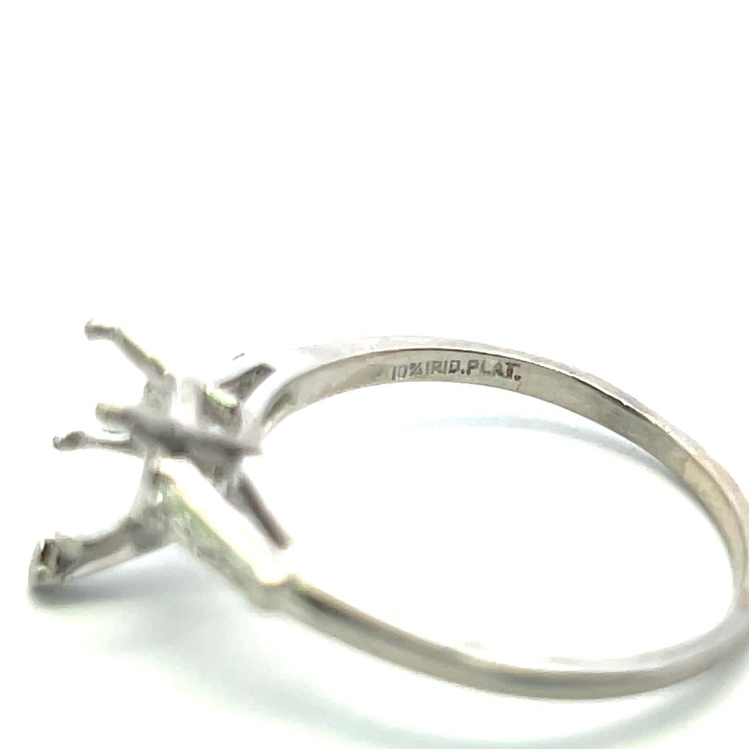 Platinum Semi Mount Ring with 0.3ct Tapered Baguette H SI Diamonds Fits 10x6mm
