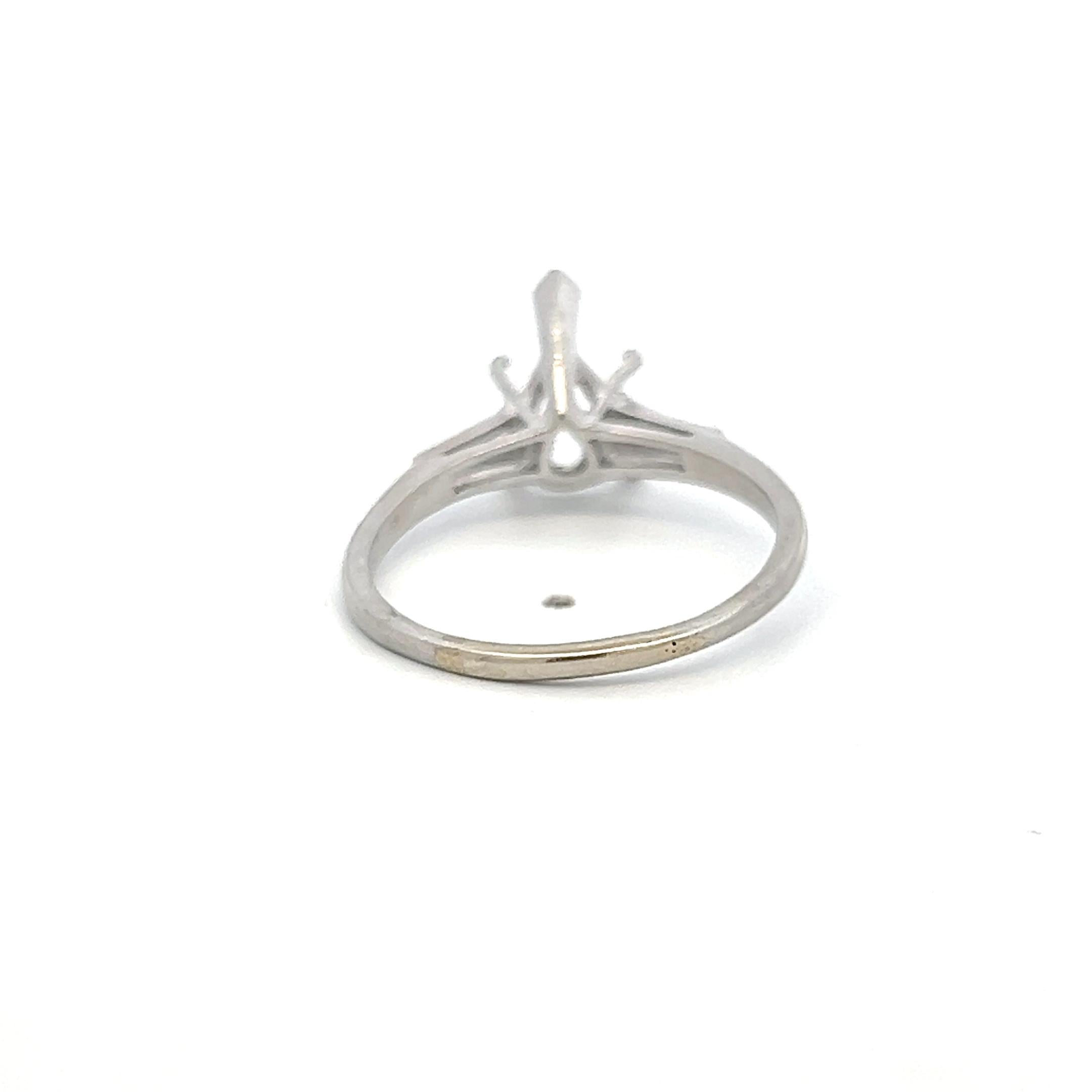 Platinum Semi Mount Ring with 0.3ct Tapered Baguette H SI Diamonds Fits 10x6mm