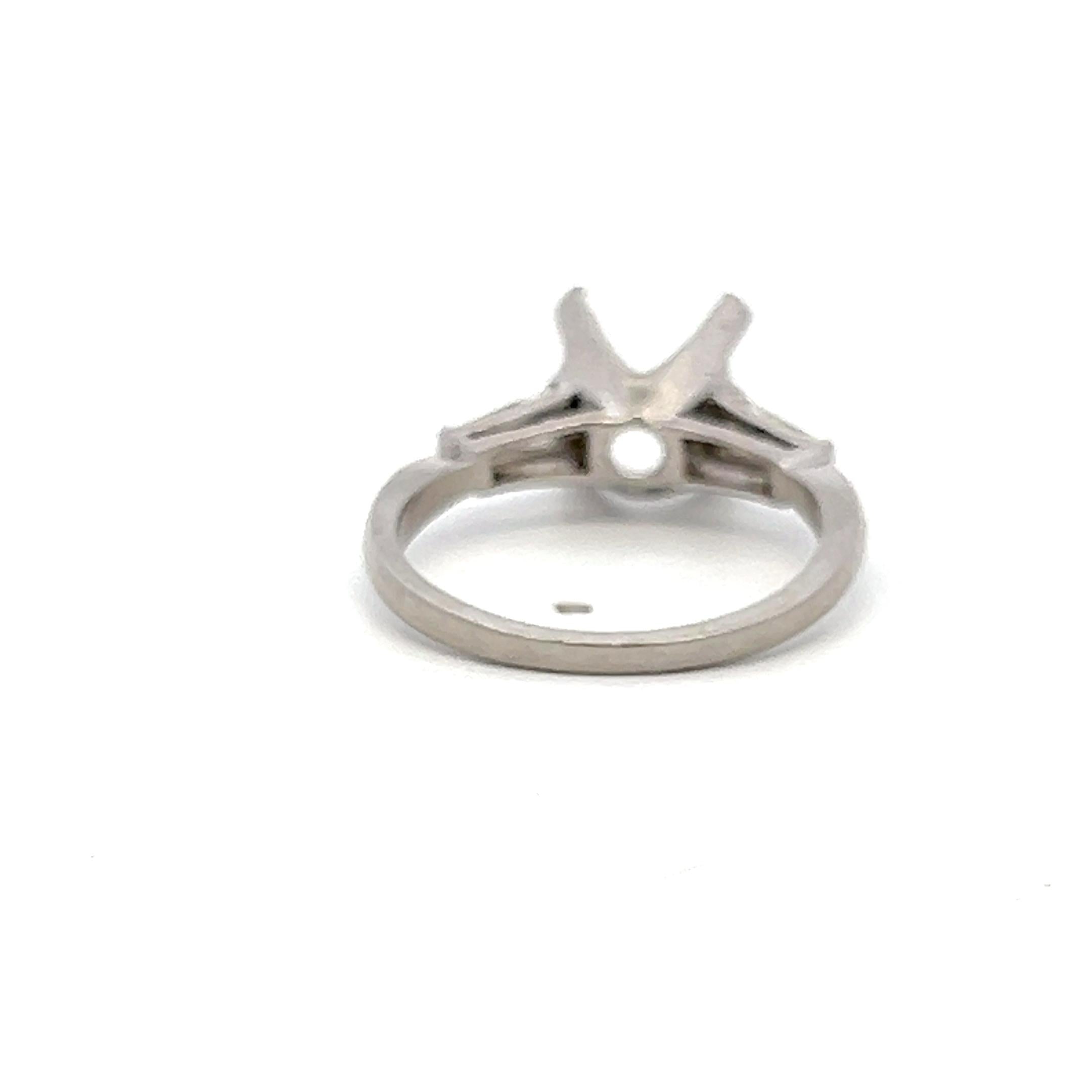 Platinum Semi Mount Ring with 0.3ct Tapered Baguette Diamonds Fits 9.4 MM