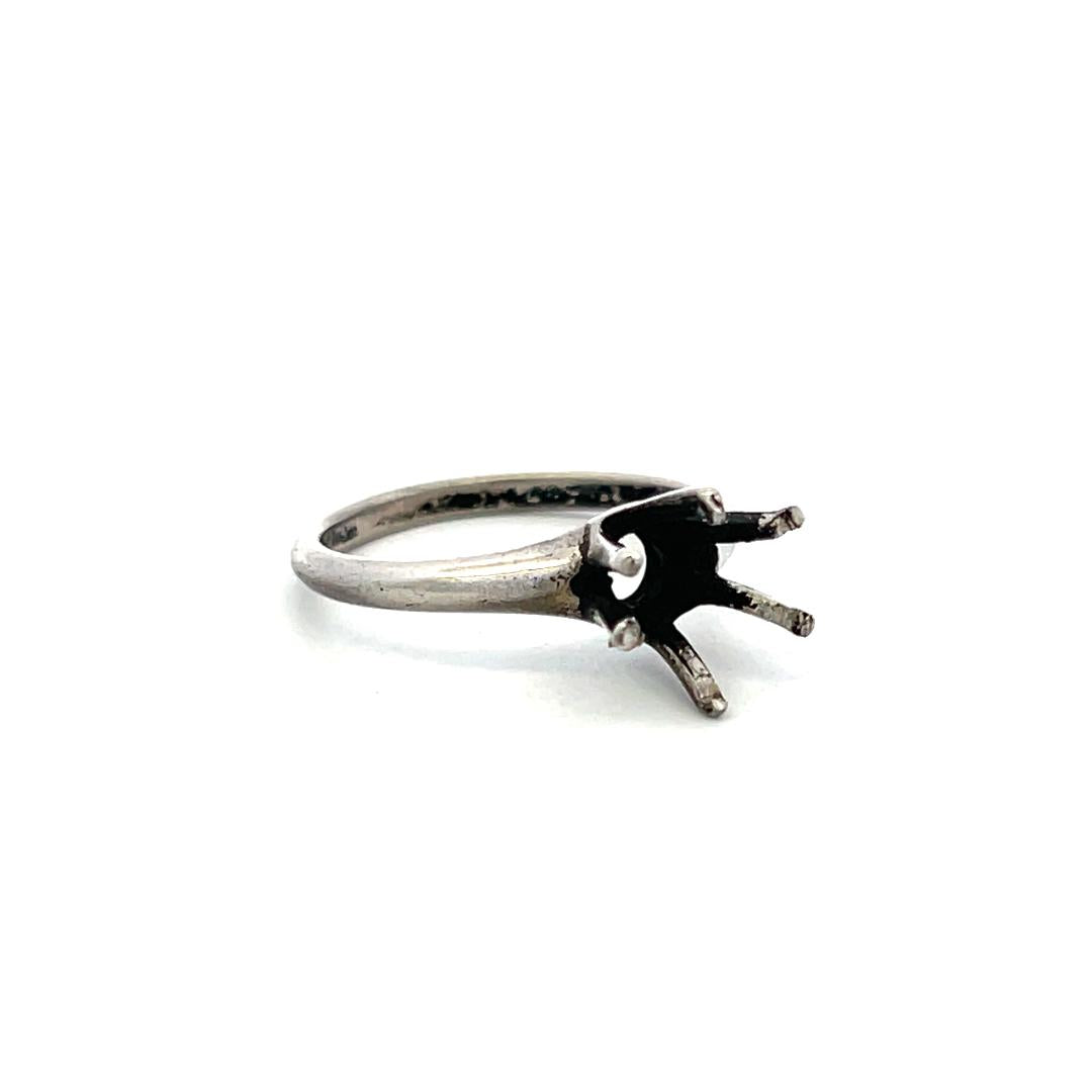 Vintage Platinum Semi Mount Ring Size 5.75 Fits 8.3mm 2.00Ct+