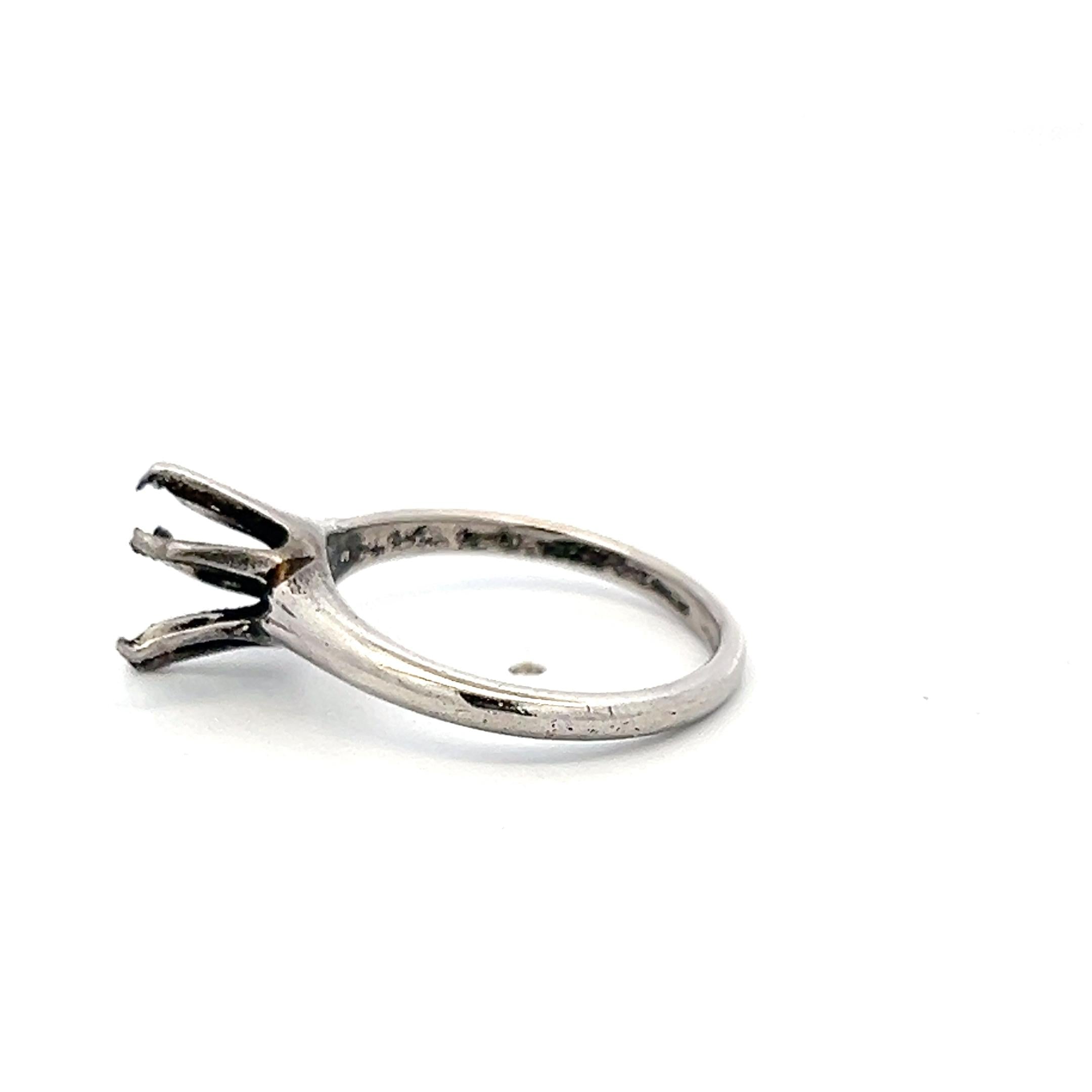 Vintage Platinum Semi Mount Ring Size 5.75 Fits 8.3mm 2.00Ct+