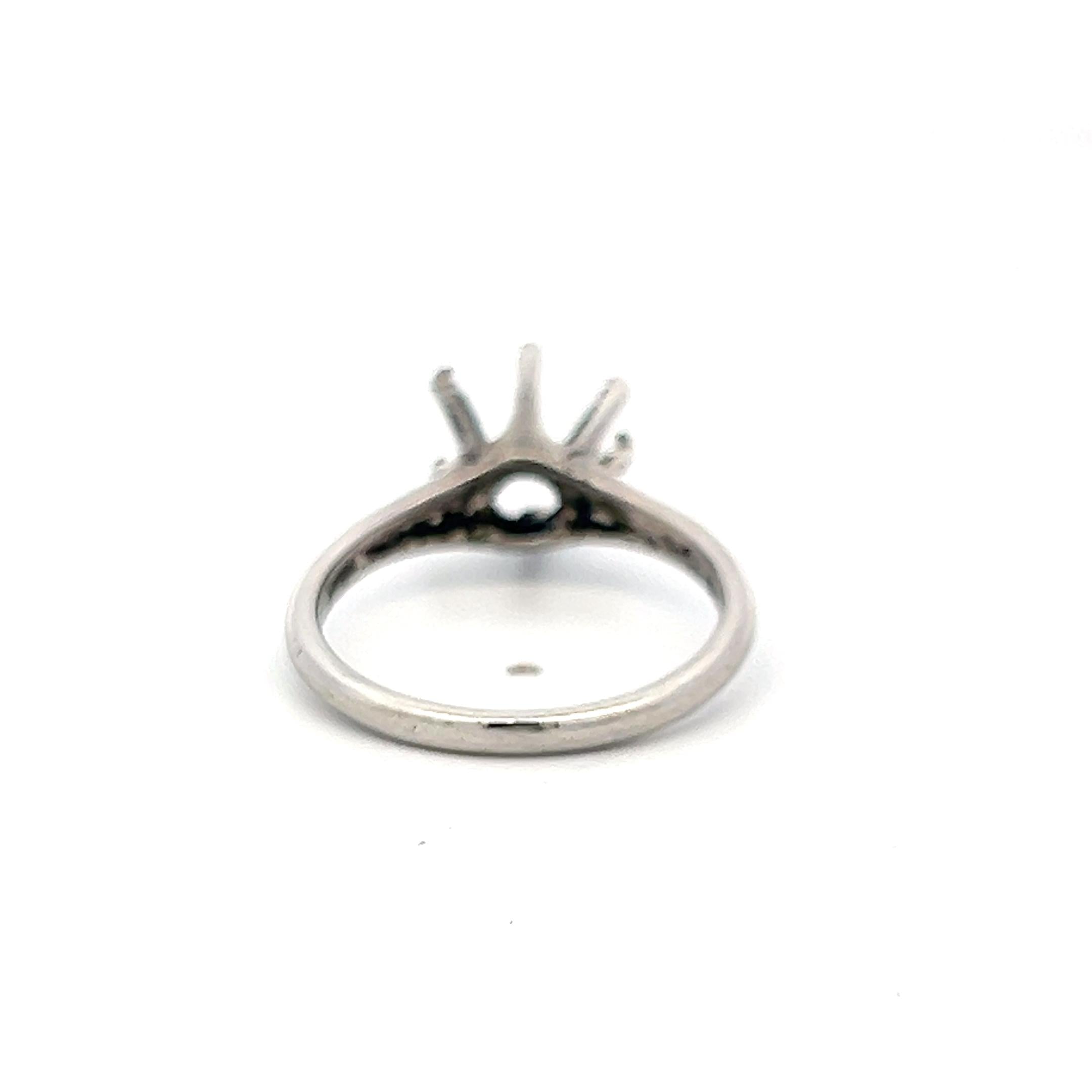 Vintage Platinum Semi Mount Ring Size 5.75 Fits 8.3mm 2.00Ct+