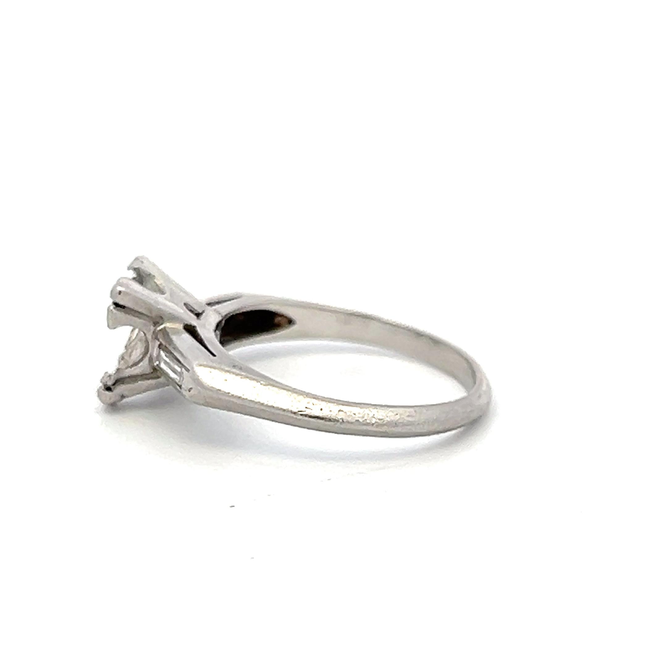 Platinum Semi Mount Ring with 0.12ct Baguette Diamonds Fits 8.4 MM 2.25ct++