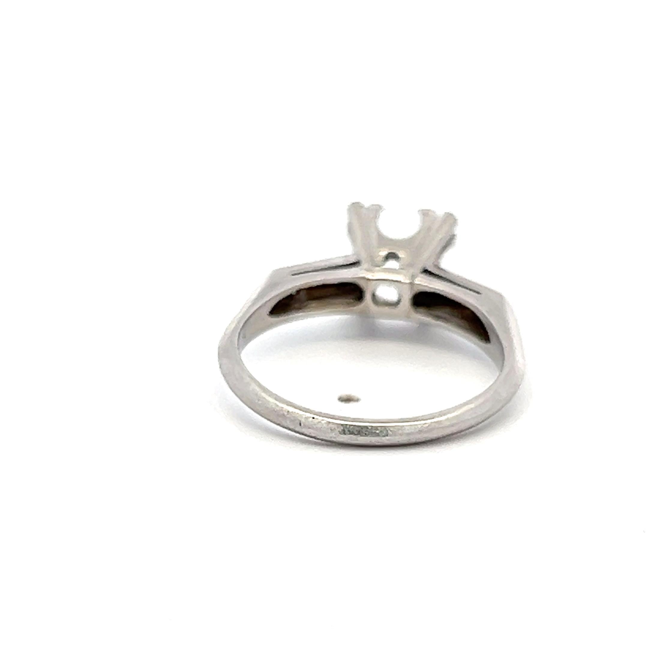 Platinum Semi Mount Ring with 0.12ct Baguette Diamonds Fits 8.4 MM 2.25ct++