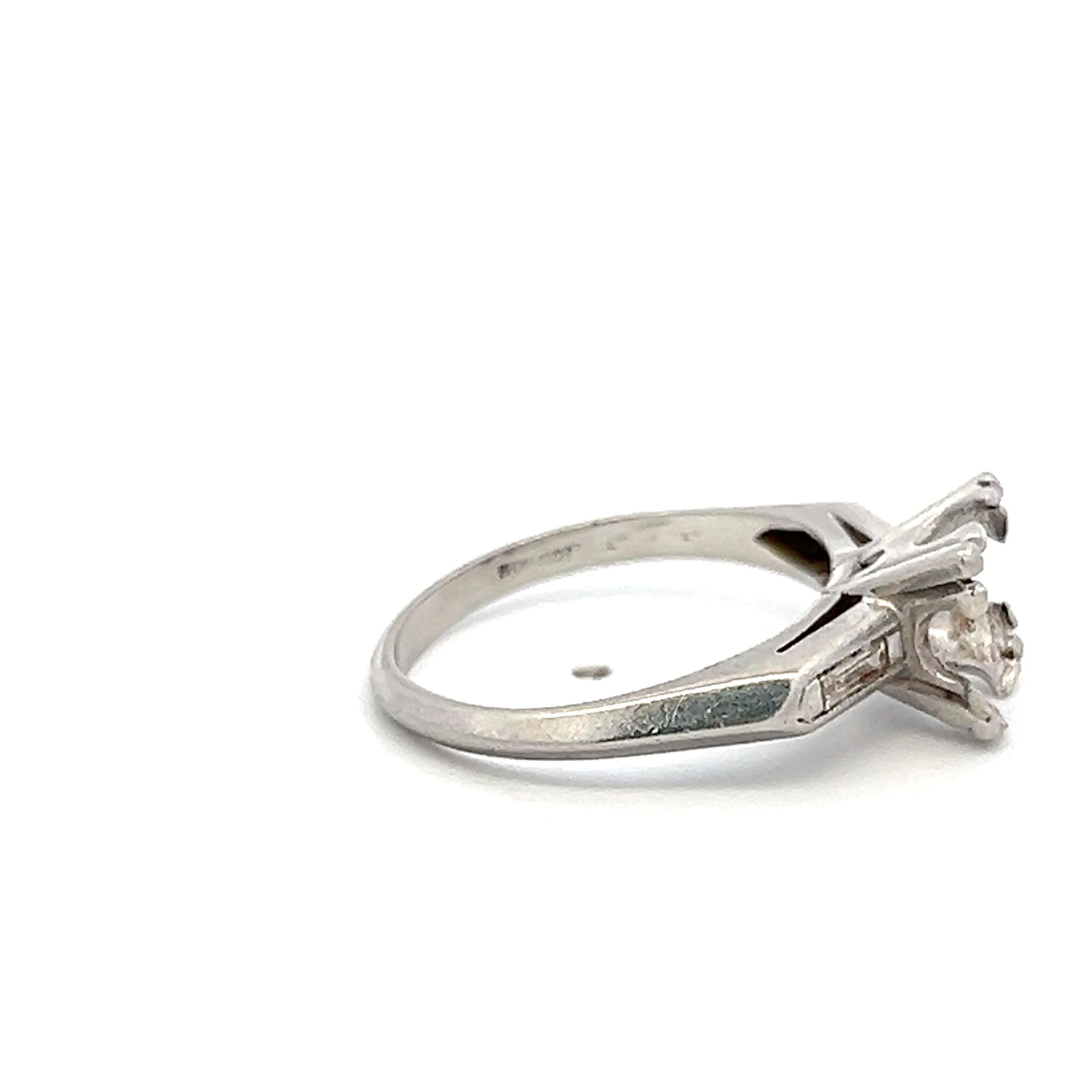 Platinum Semi Mount Ring with 0.12ct Baguette Diamonds Fits 8.4 MM 2.25ct++