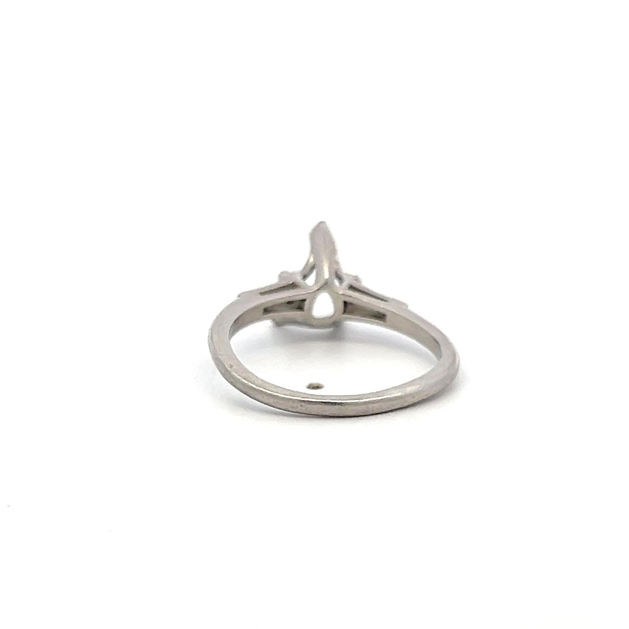 Platinum Semi Mount Ring with 0.1ct Tapered Baguette Diamonds Fits 9.4x4.5 MM