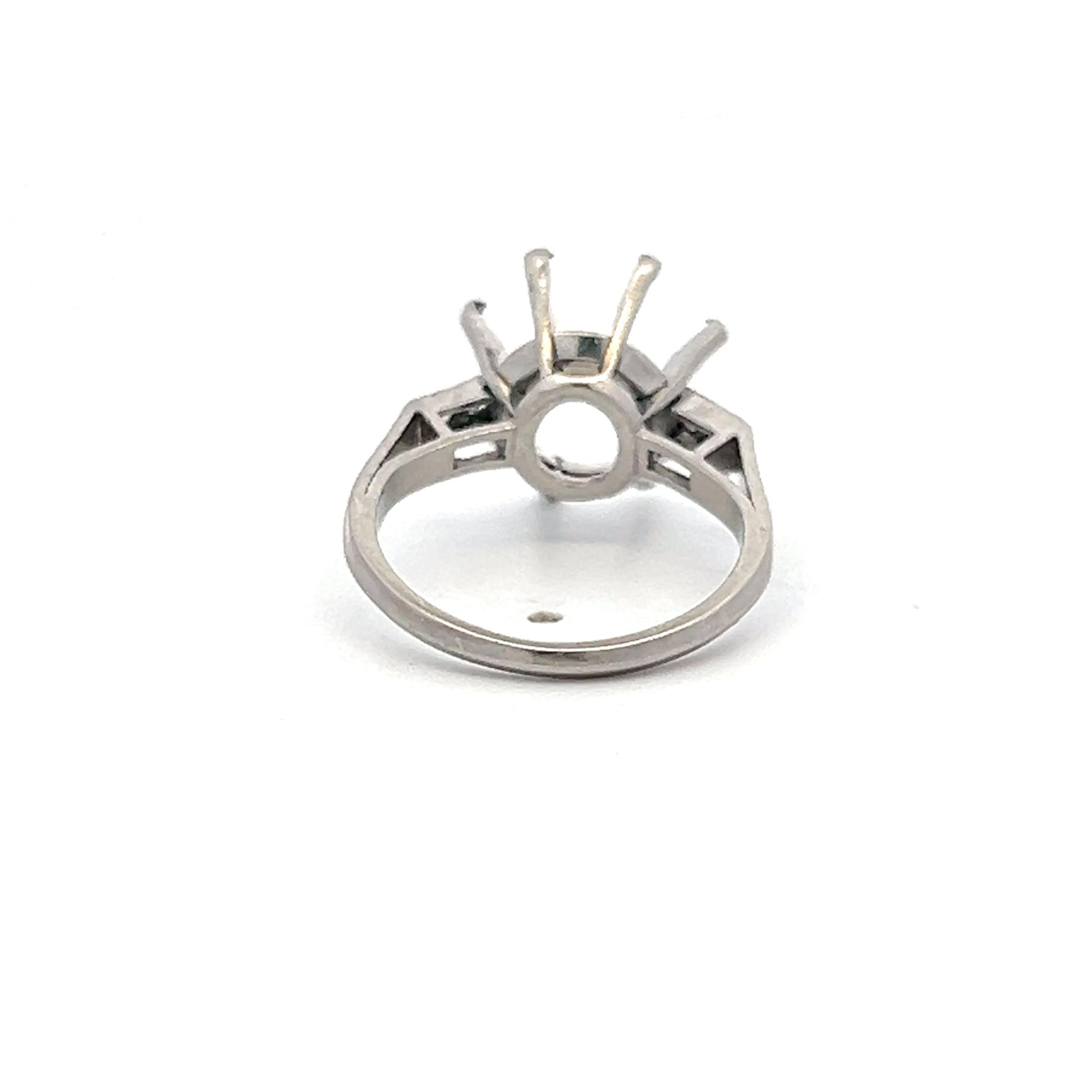 Platinum Semi Mount Ring with 0.04ct Old European Diamonds Fits 12.7mm 7.00ct++