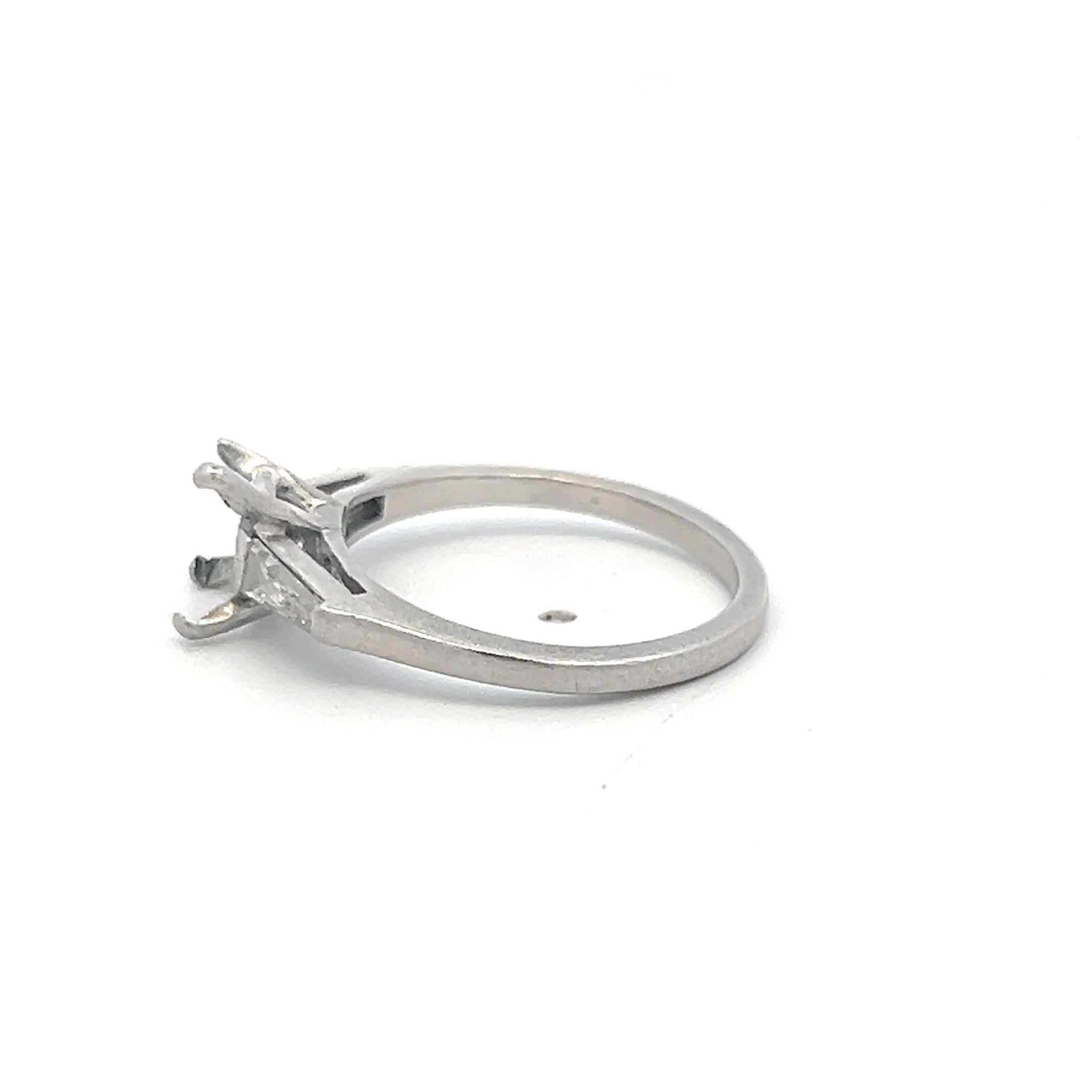 Platinum Semi Mount Ring with 0.24ct Tapered Baguette Diamonds Fits 7.4 mm