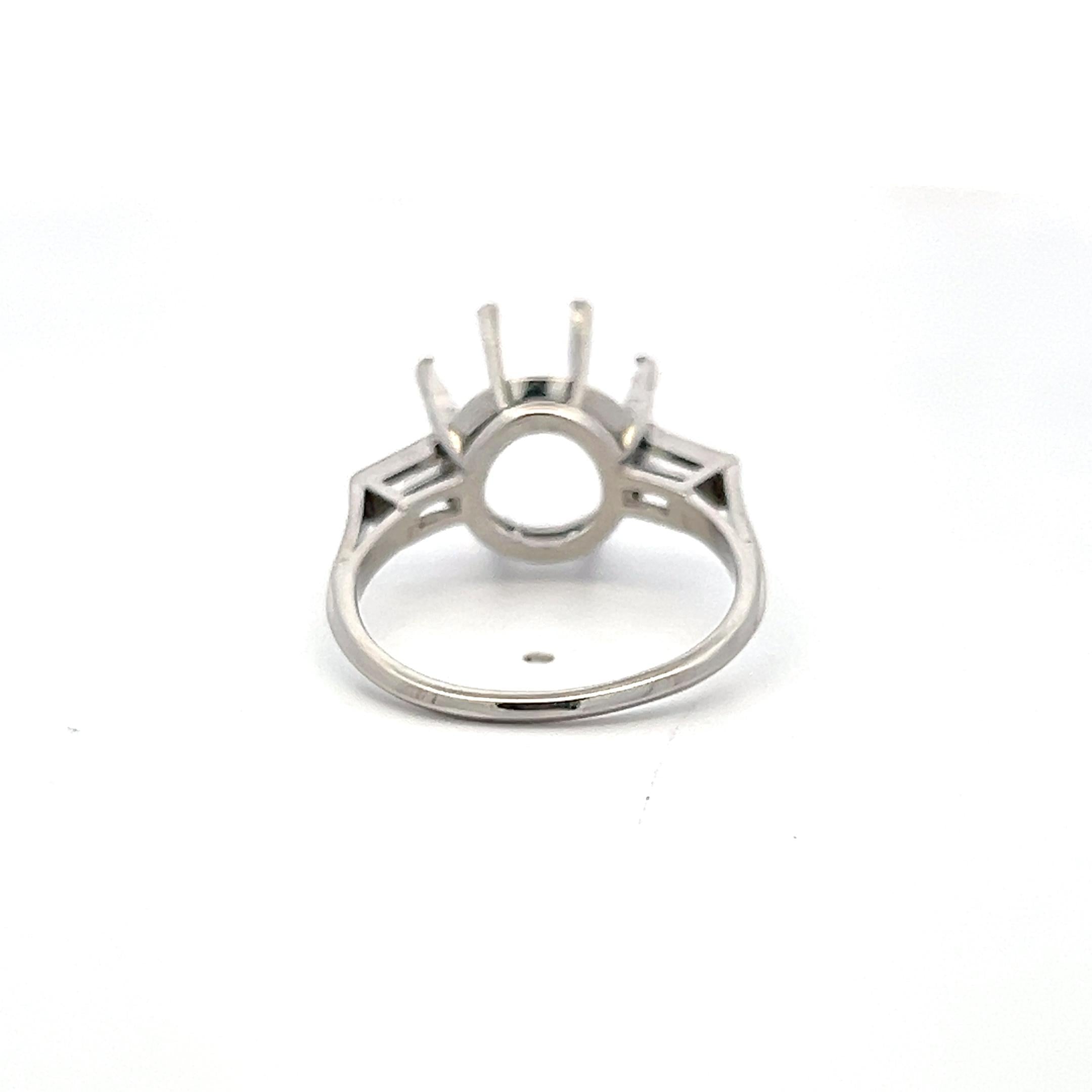 Platinum Semi Mount Ring with 0.4ct Baguette Diamonds Fits 13.7mm 8.00ct++
