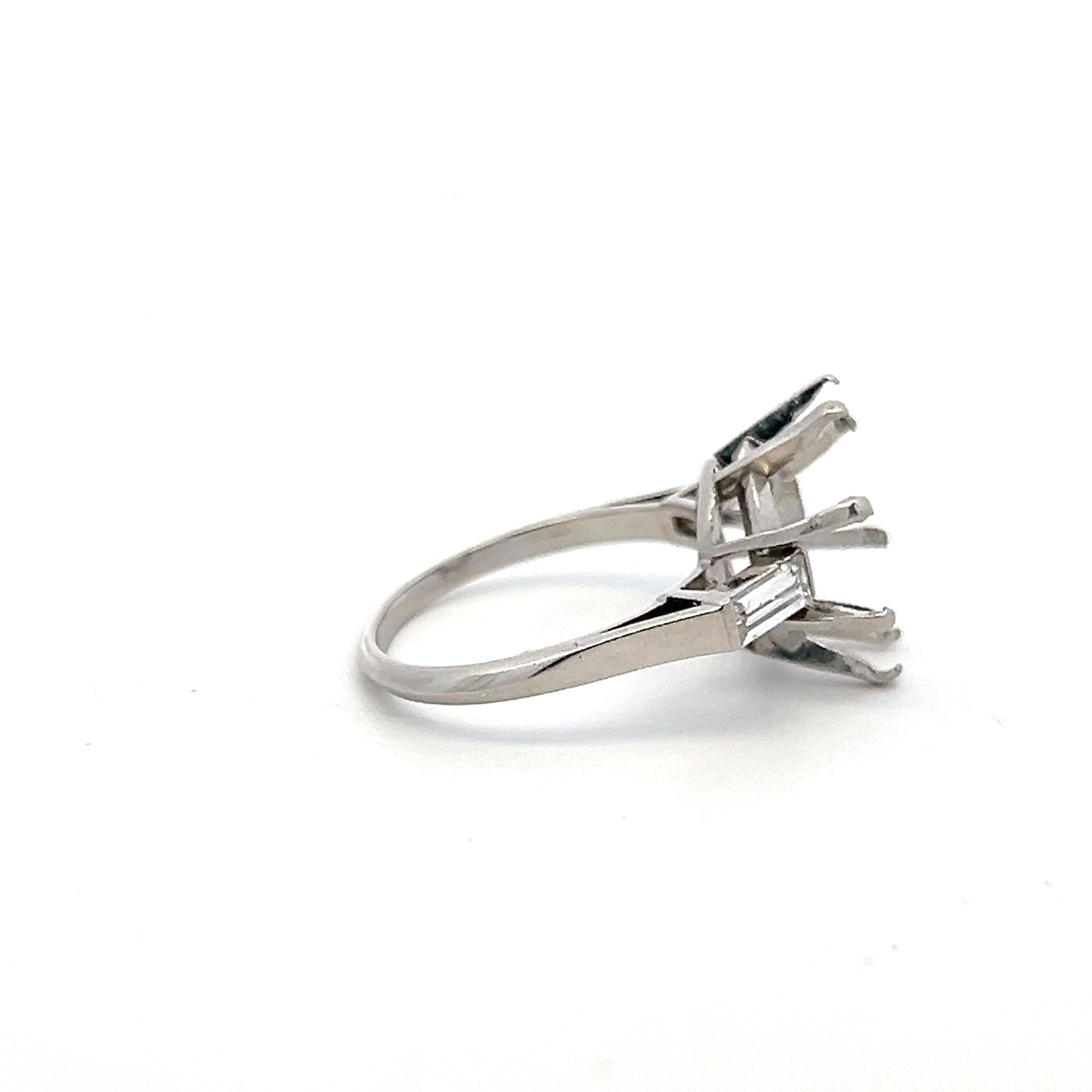Platinum Semi Mount Ring with 0.4ct Baguette Diamonds Fits 13.7mm 8.00ct++