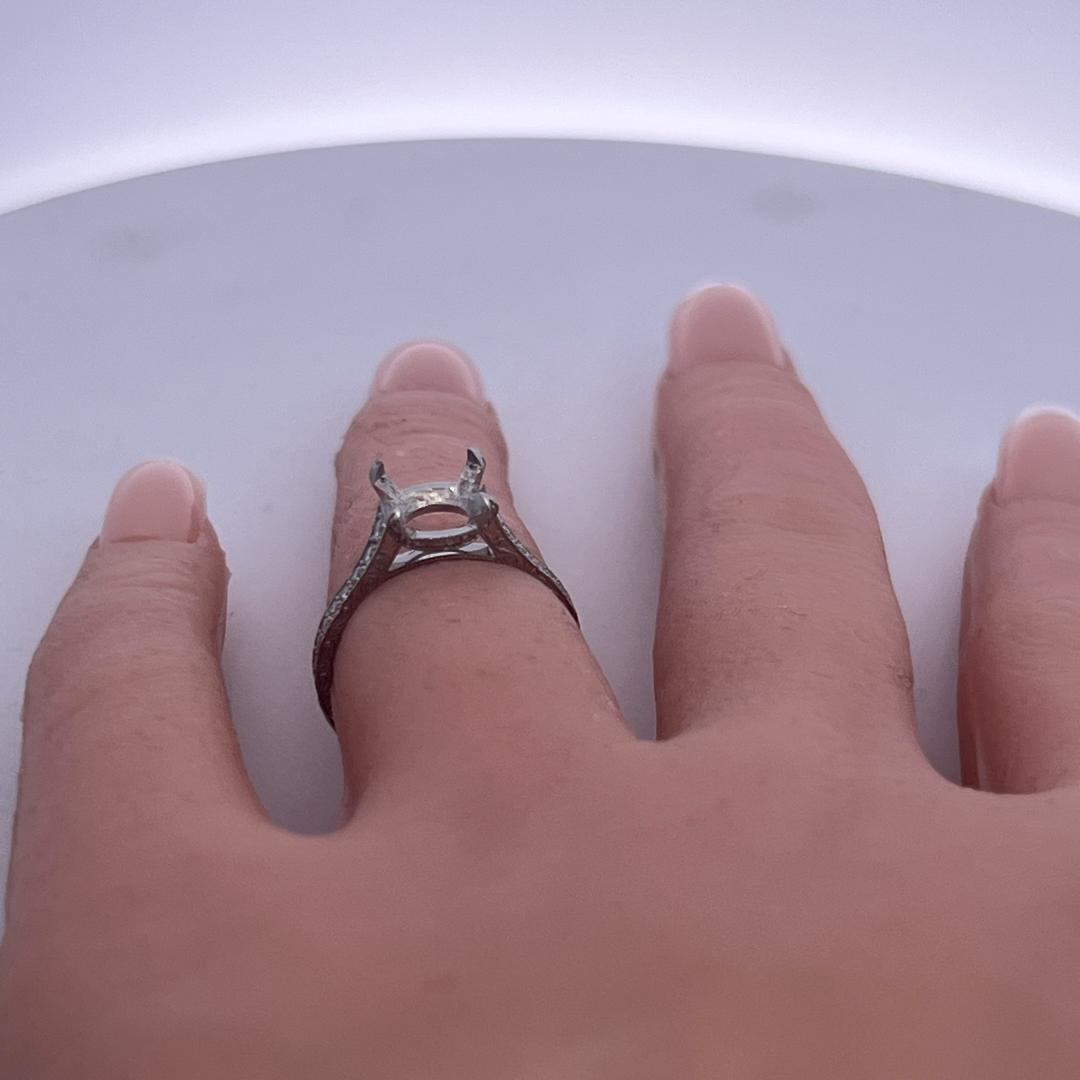 Platinum Semi Mount Ring with 0.2 Carat Round H VS Diamonds Fits 7.5mm 1.67ct+