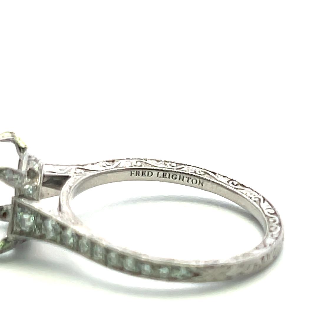 Platinum Semi Mount Ring with 0.2 Carat Round H VS Diamonds Fits 7.5mm 1.67ct+