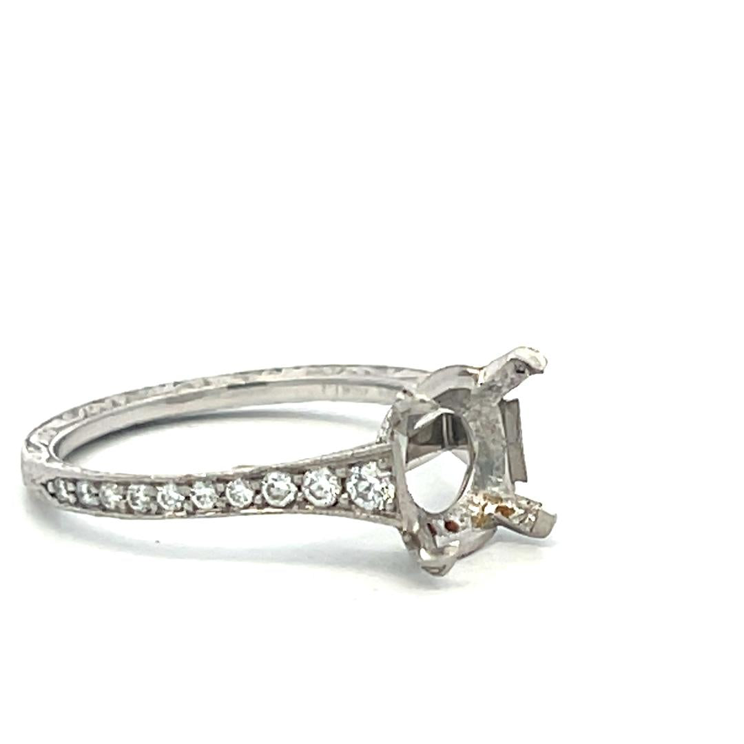 Platinum Semi Mount Ring with 0.2 Carat Round H VS Diamonds Fits 7.5mm 1.67ct+