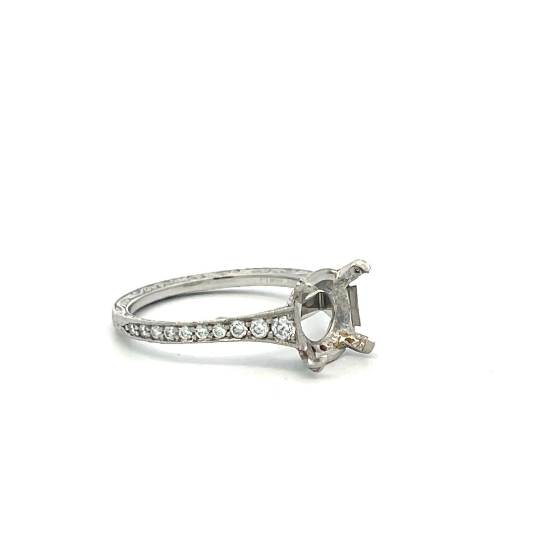Platinum Semi Mount Ring with 0.2 Carat Round H VS Diamonds Fits 7.5mm 1.67ct+