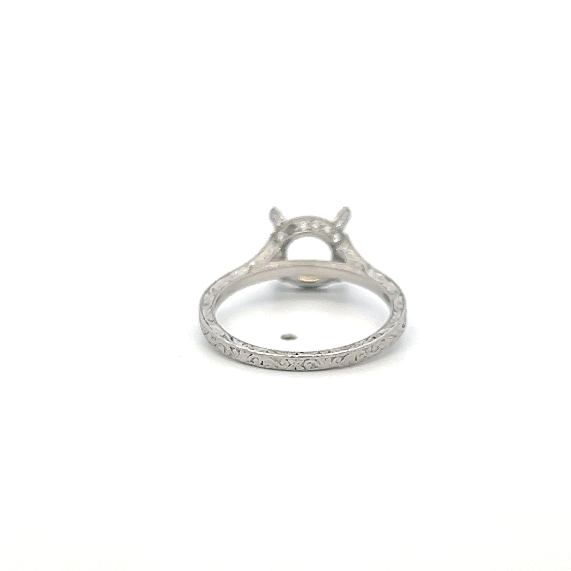 Platinum Semi Mount Ring with 0.2 Carat Round H VS Diamonds Fits 7.5mm 1.67ct+
