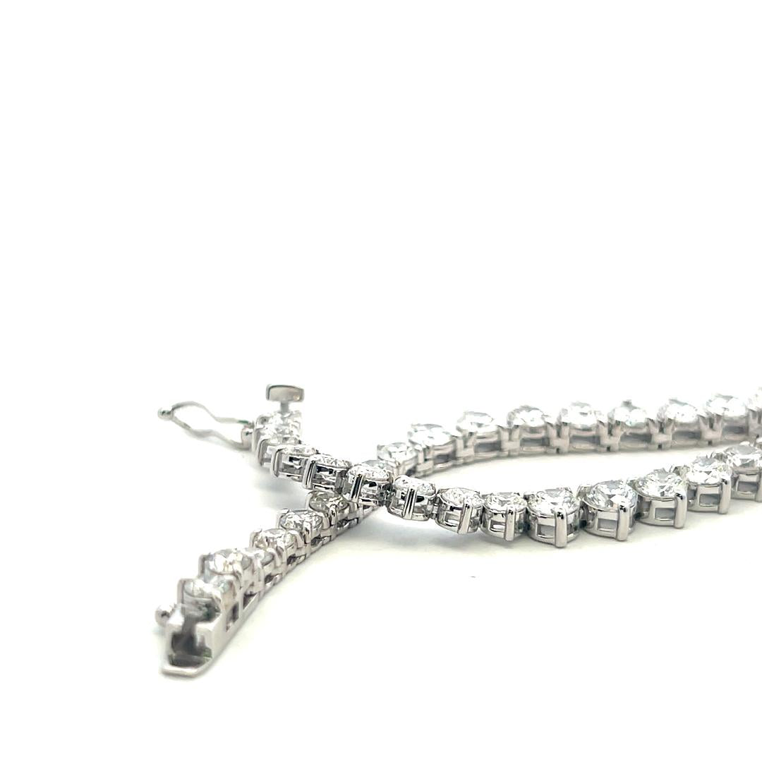 New 14K White Gold Riviera Necklace with 37.63 Carat Round Diamonds GIA