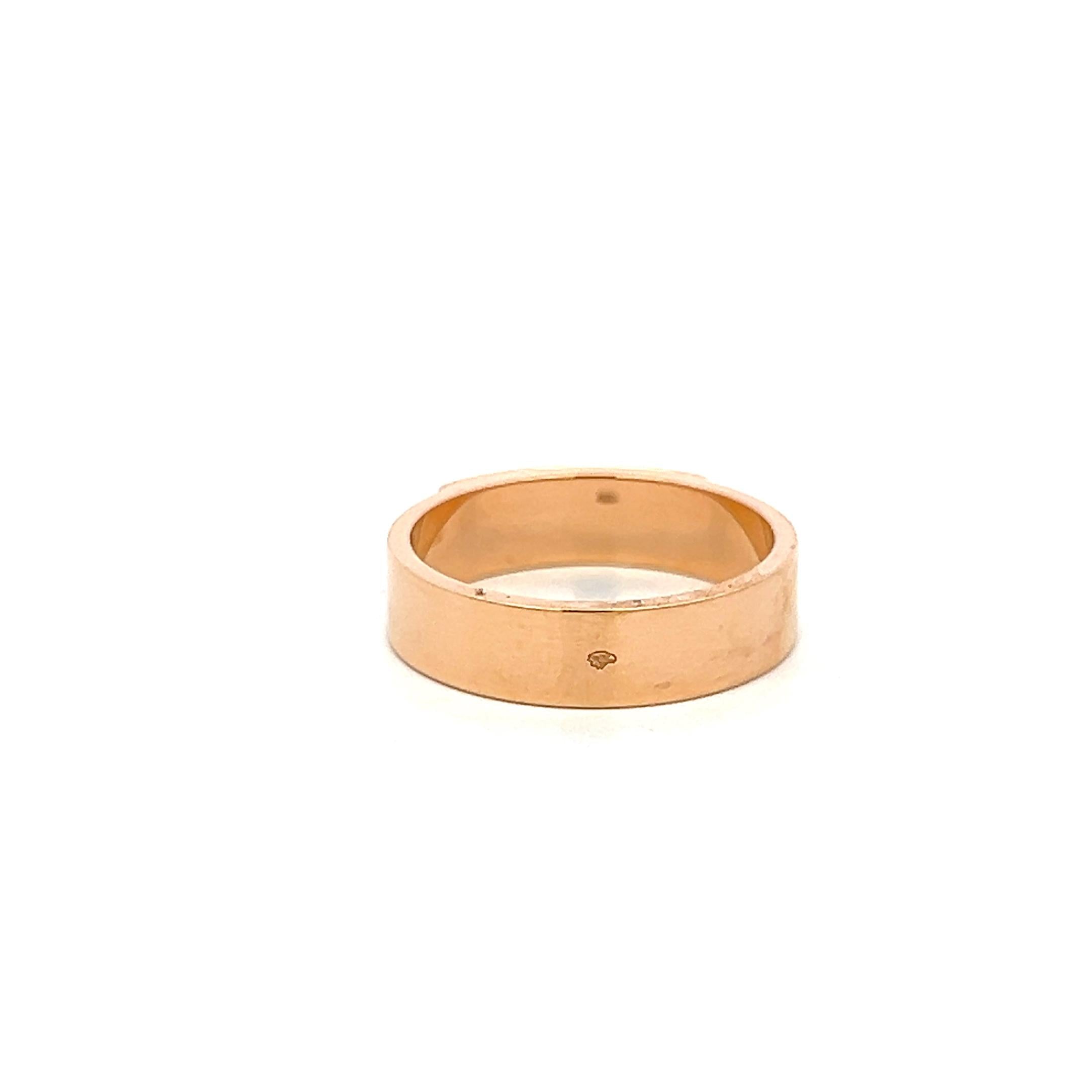 Hermes 18K Yellow Gold Band Ring with 0.02 Carat Round F VS Diamonds Size 7