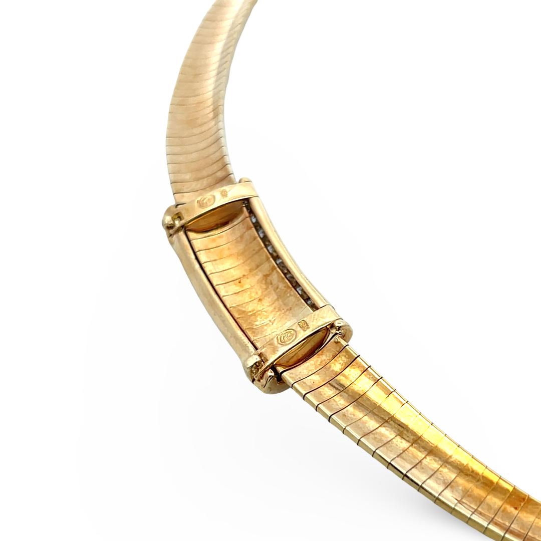 Vintage 18K Yellow Gold Collar Necklace with 1.5 Carat Round I-VS Diamonds