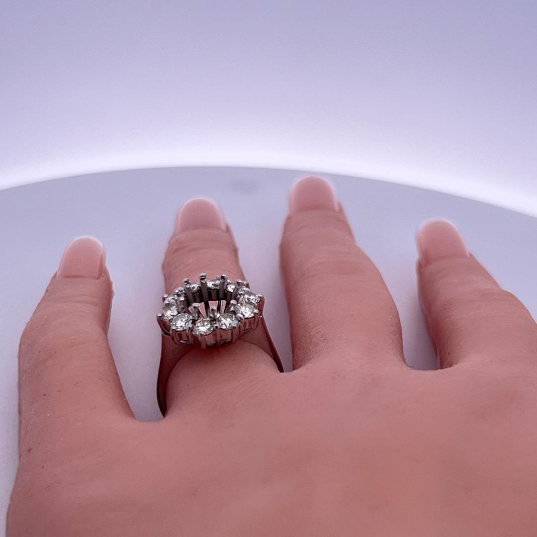 Vintage 18K White Gold Semi Mount Ring with 1ct Round Diamonds Fits 9mm 2.05ct+