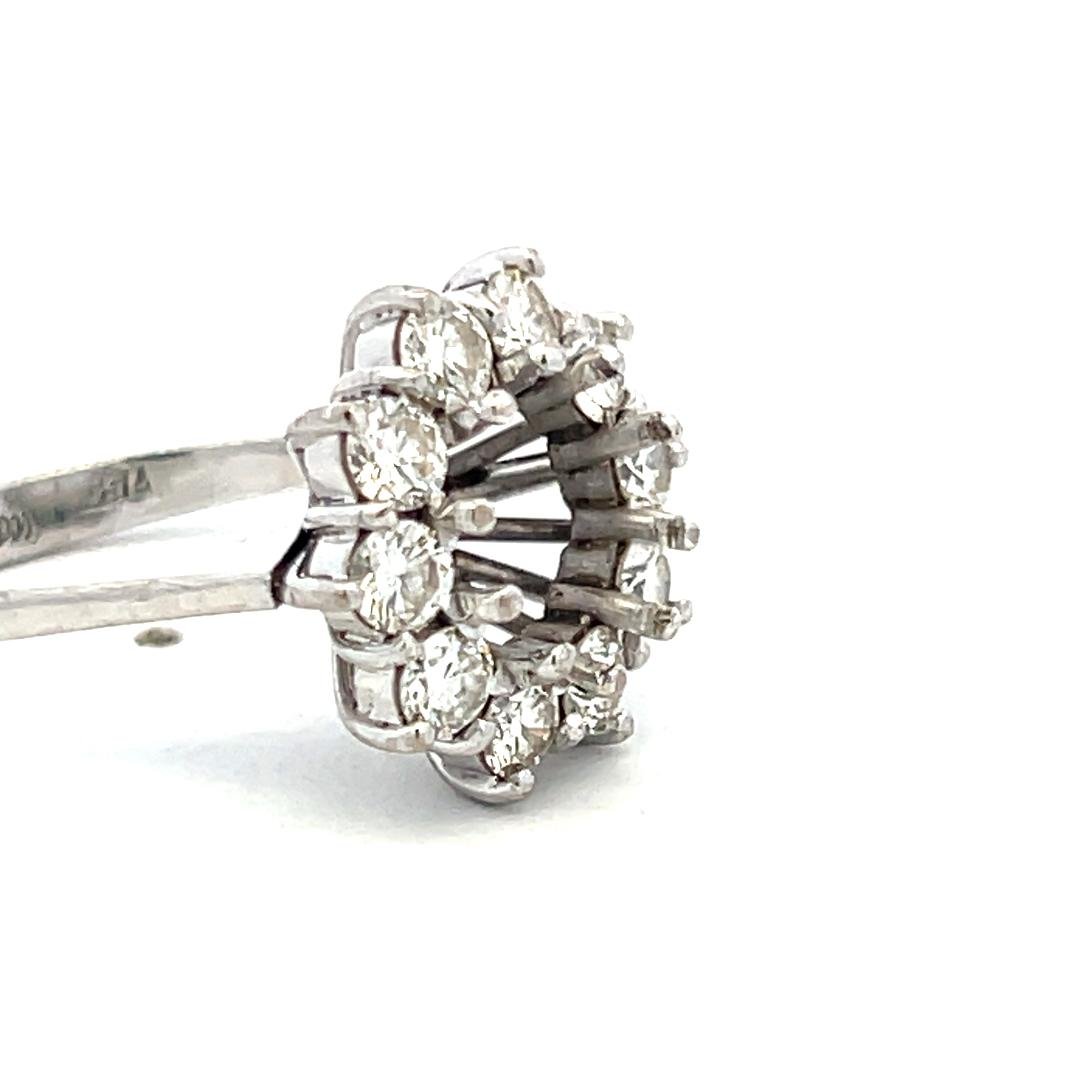 Vintage 18K White Gold Semi Mount Ring with 1ct Round Diamonds Fits 9mm 2.05ct+