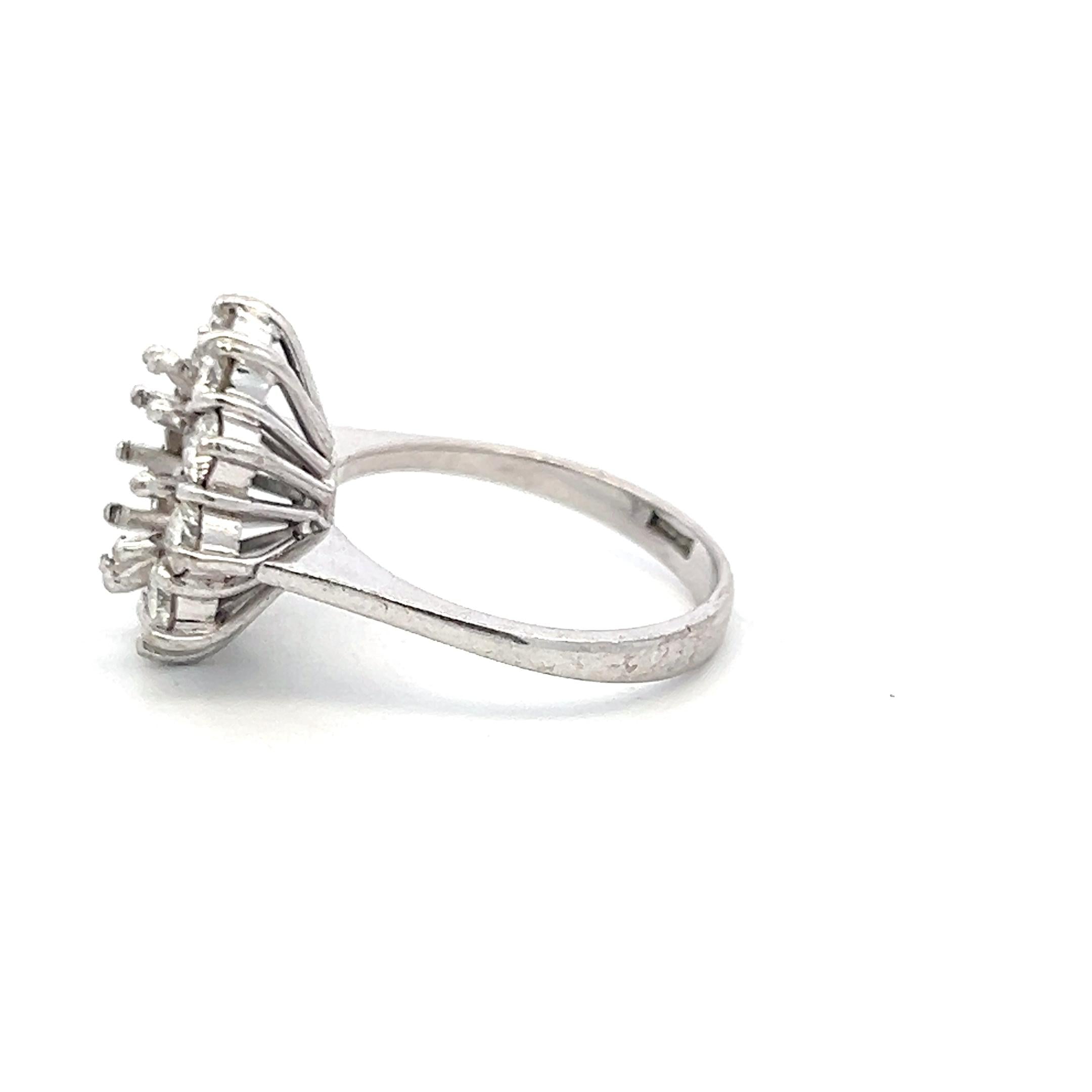 Vintage 18K White Gold Semi Mount Ring with 1ct Round Diamonds Fits 9mm 2.05ct+