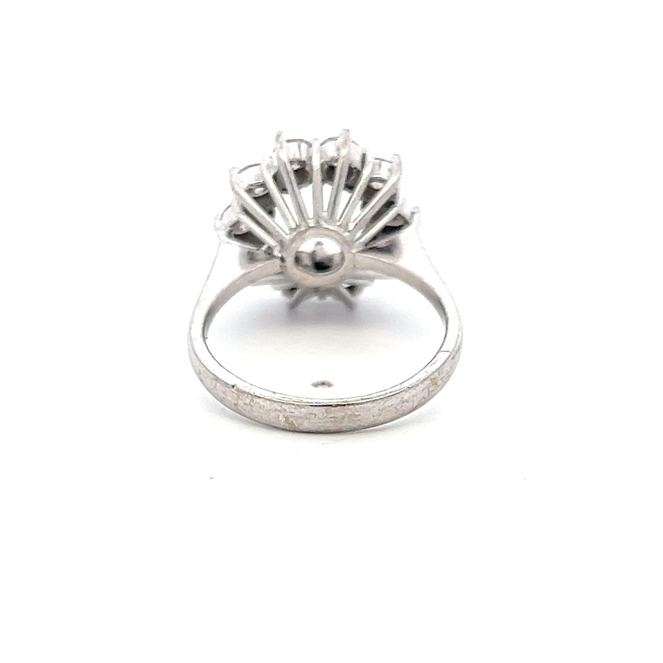 Vintage 18K White Gold Semi Mount Ring with 1ct Round Diamonds Fits 9mm 2.05ct+