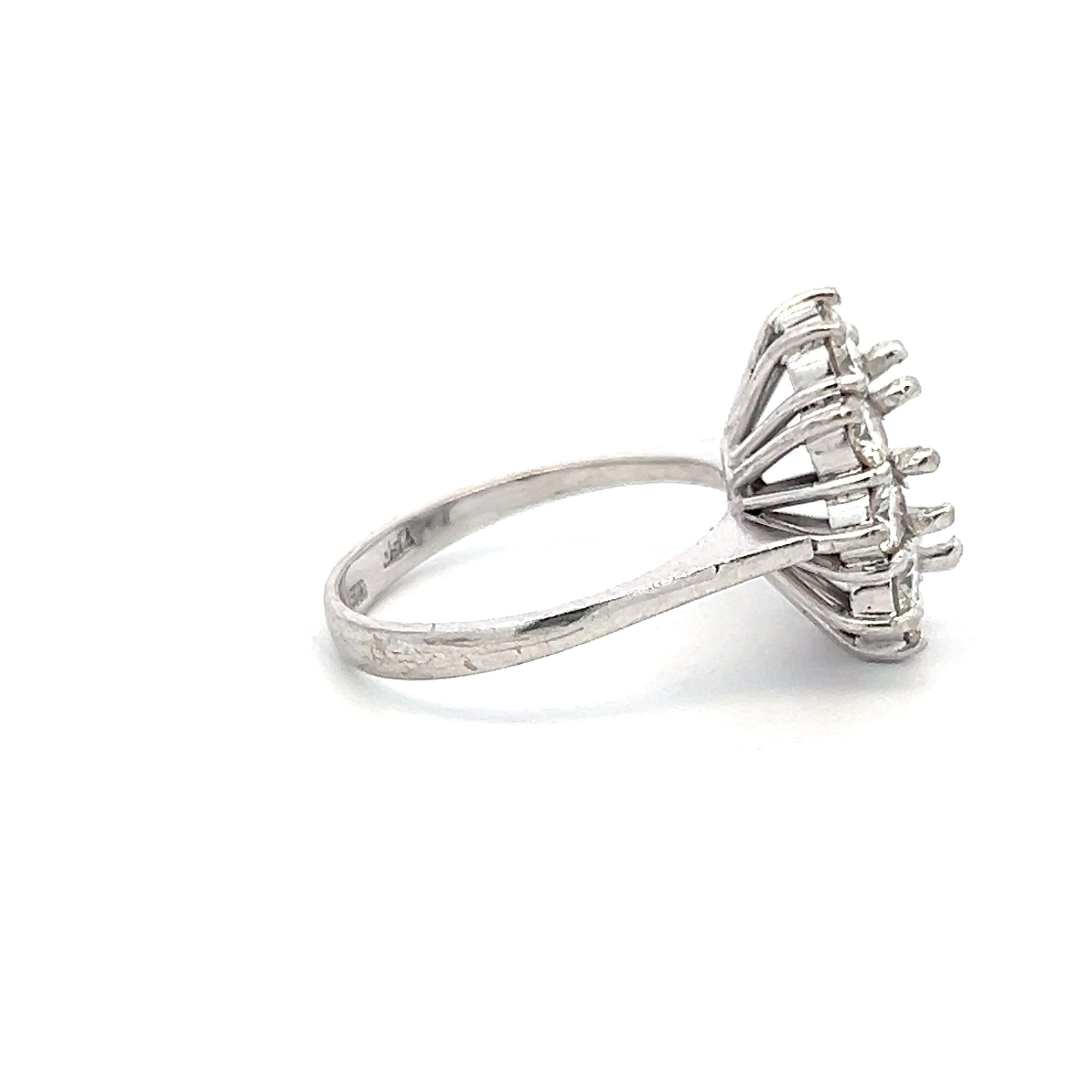Vintage 18K White Gold Semi Mount Ring with 1ct Round Diamonds Fits 9mm 2.05ct+
