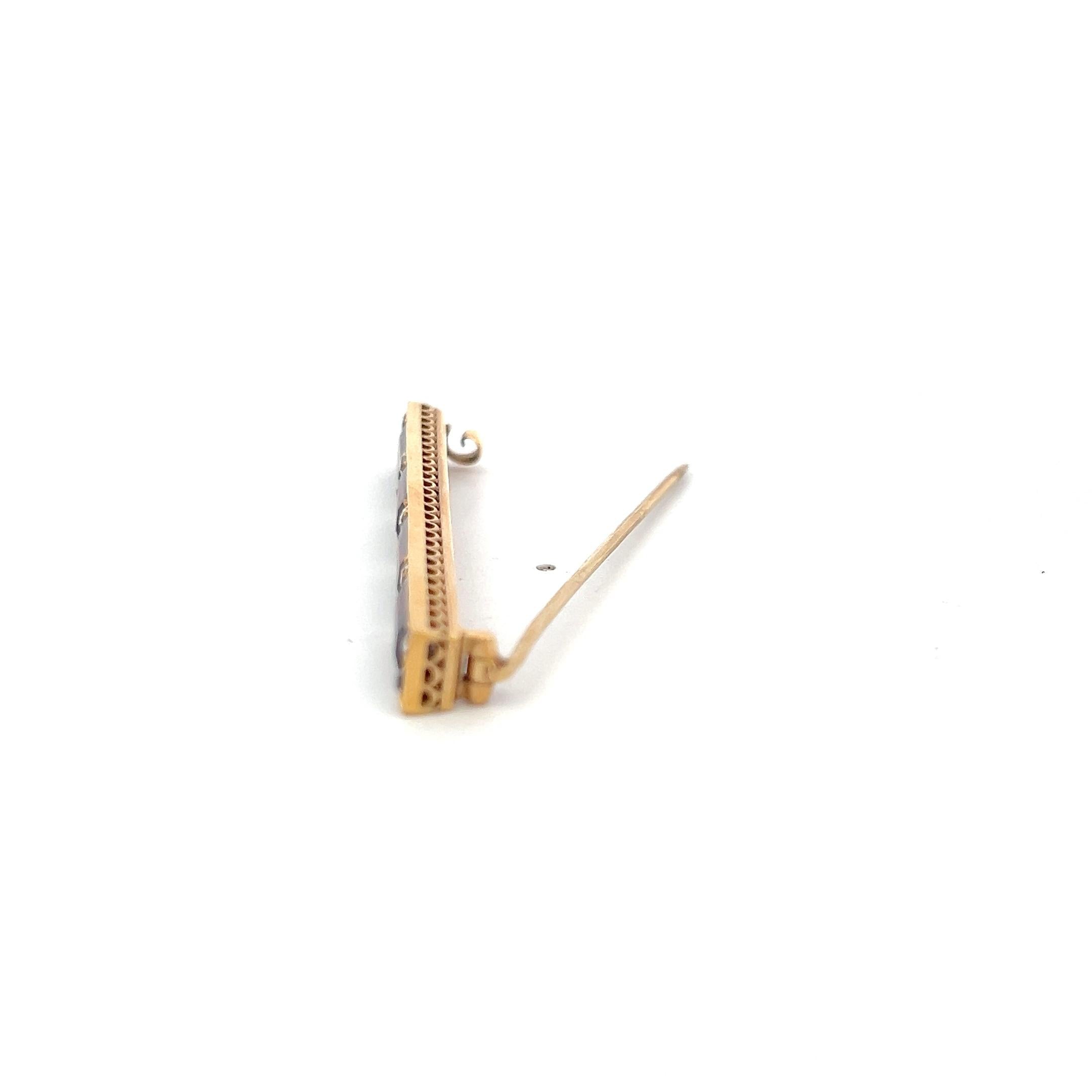 Vintage 18K Yellow Gold Pin Brooch 0.5ct Old European Diamonds & 6ct Rubellite