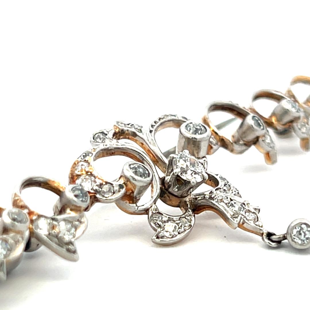 Vintage Platinum Pin Brooch with 1 Carat Old European Cut H SI Diamonds