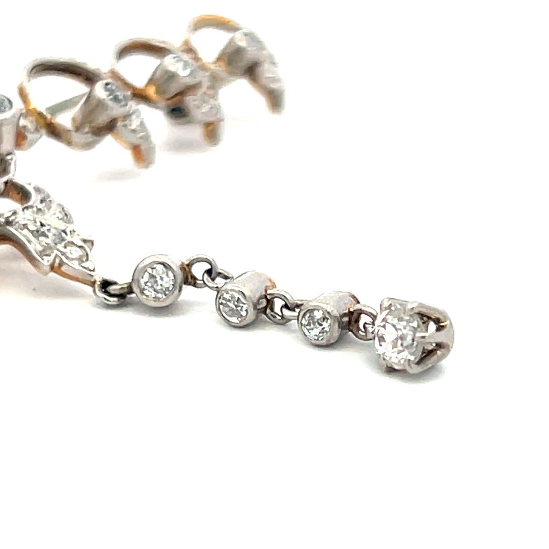 Vintage Platinum Pin Brooch with 1 Carat Old European Cut H SI Diamonds