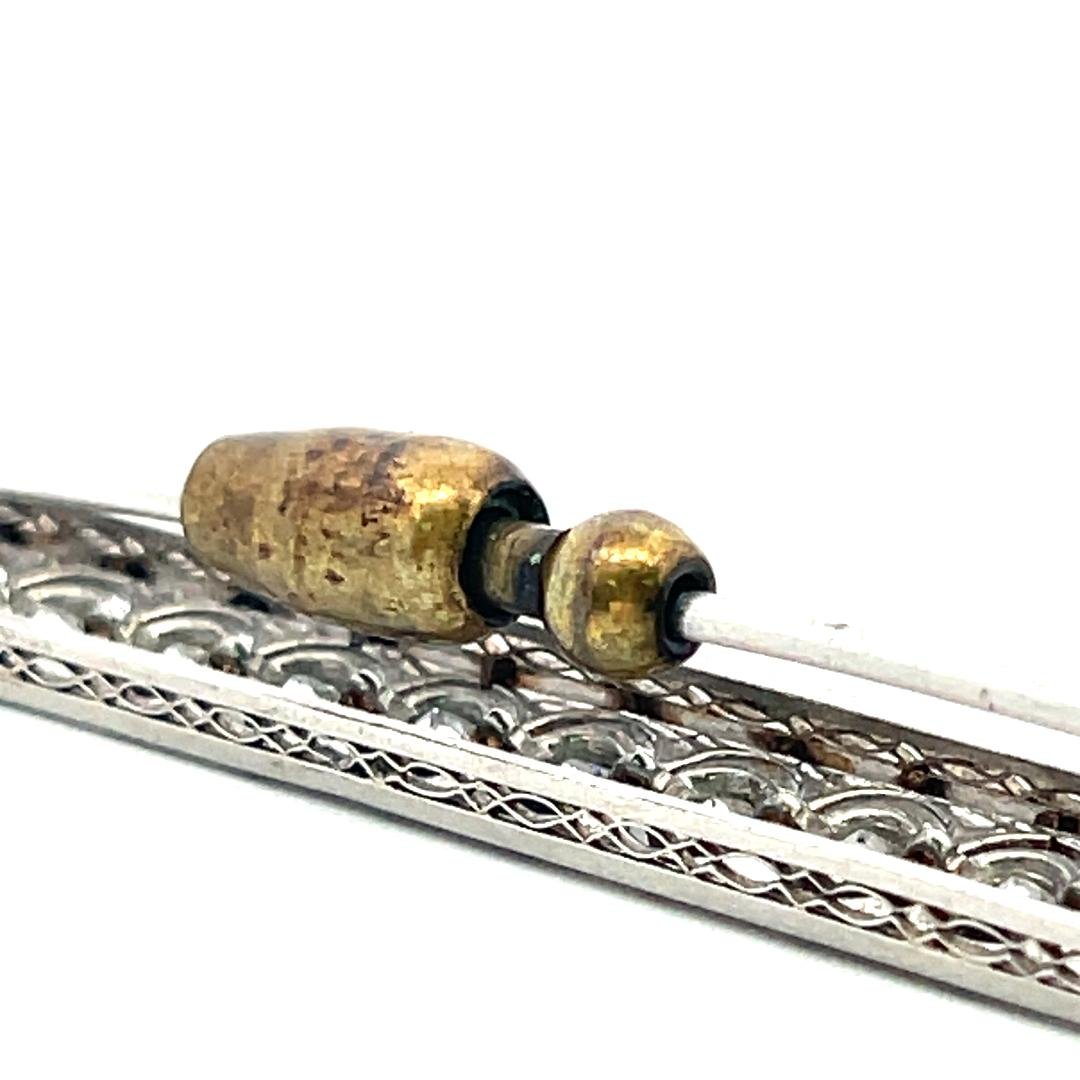 Vintage Platinum Pin Brooch with 1.5 Carat Old European H SI Diamonds