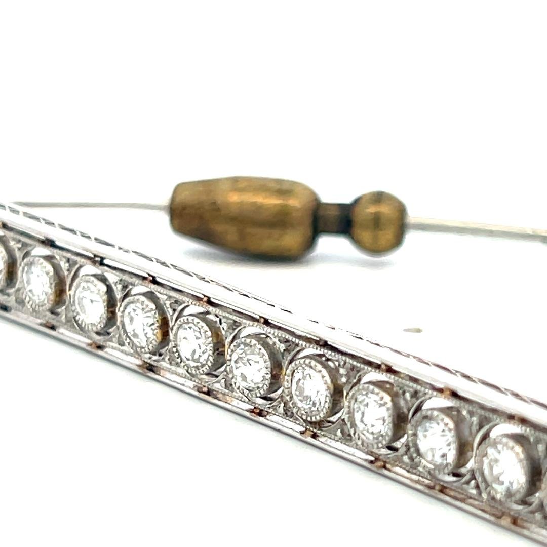 Vintage Platinum Pin Brooch with 1.5 Carat Old European H SI Diamonds
