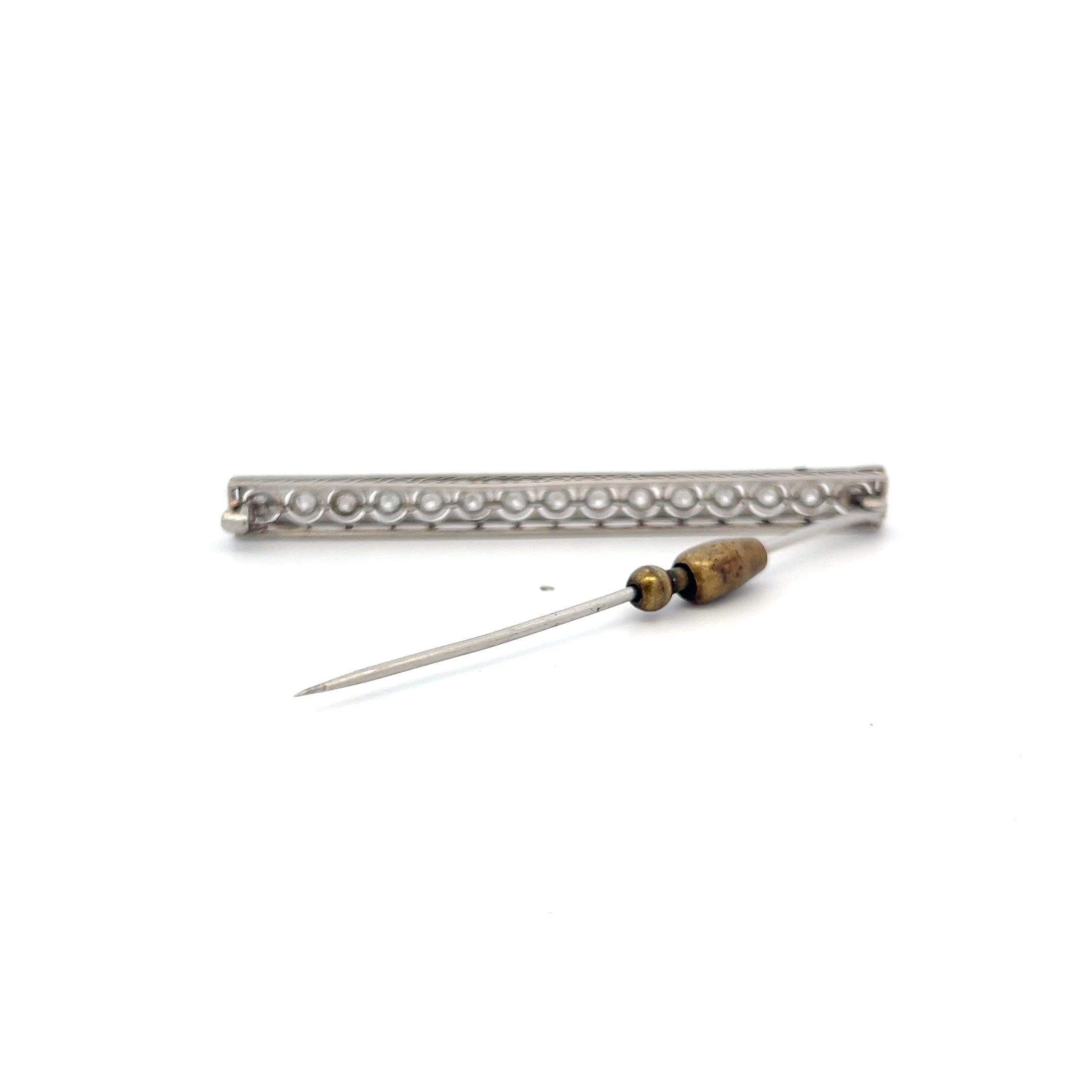 Vintage Platinum Pin Brooch with 1.5 Carat Old European H SI Diamonds